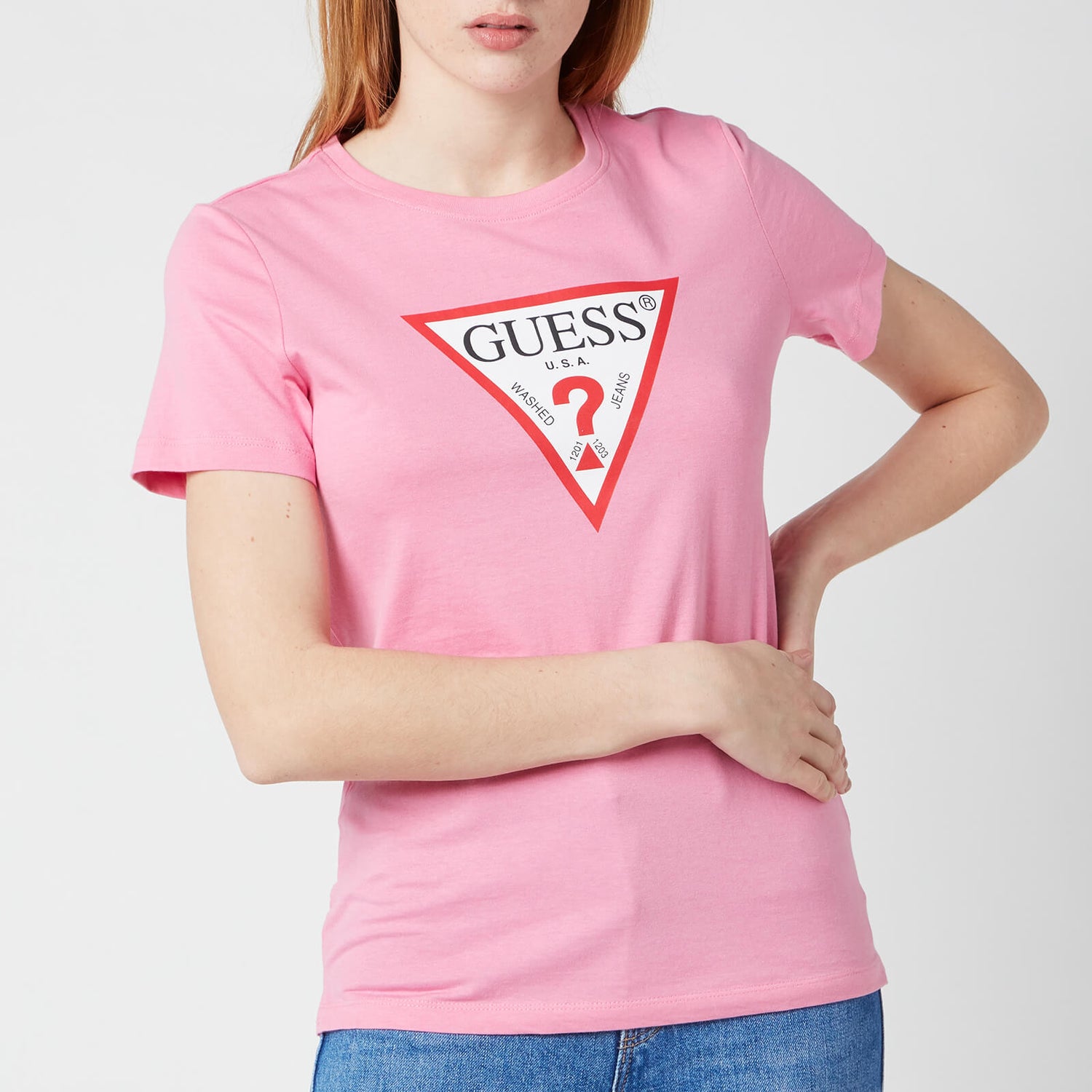 Guess Women's Short Sleeve Original T-Shirt - Jelly Pink