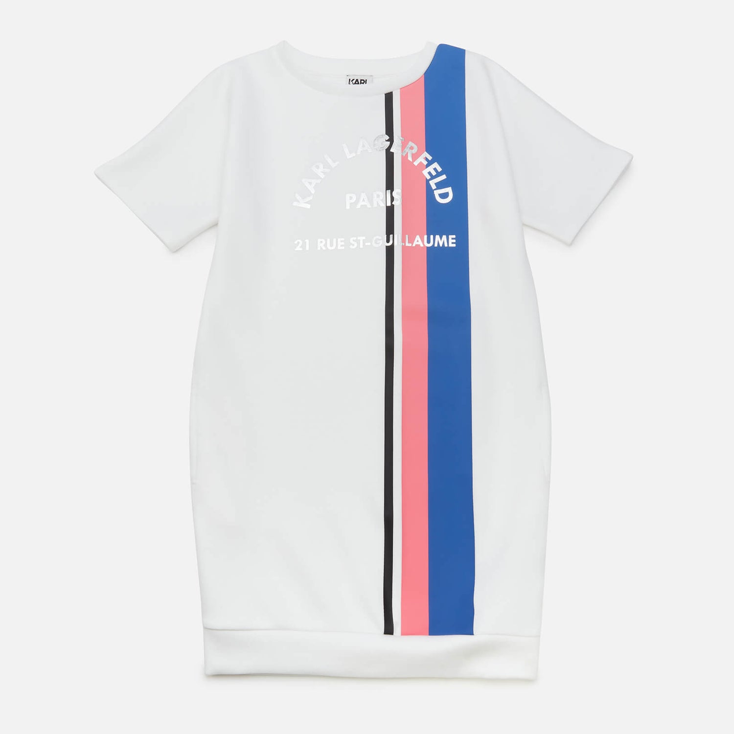 KARL LAGERFELD Girls' Stripe Logo Dress - White
