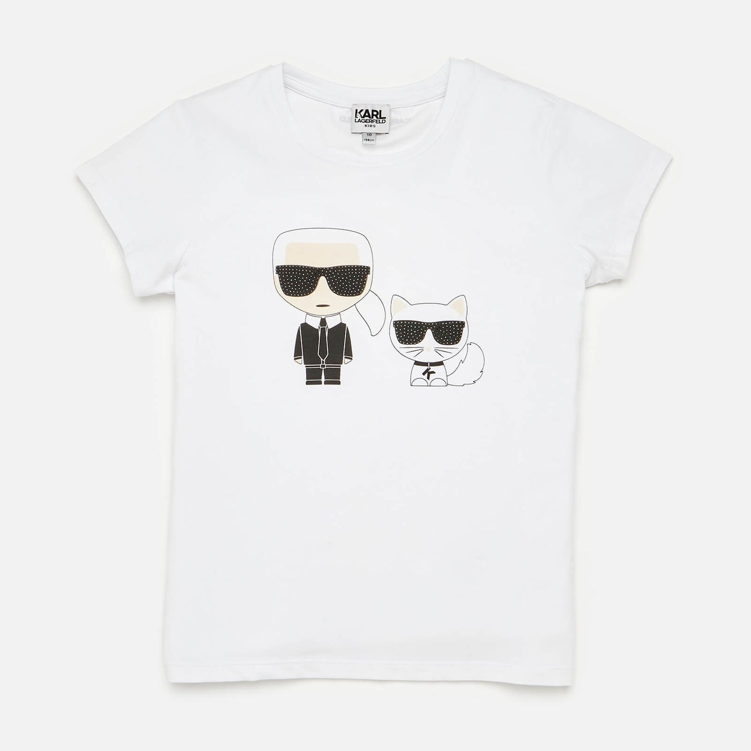 KARL LAGERFELD Girls' Karl & Choupette Short Sleeved T-Shirt - White