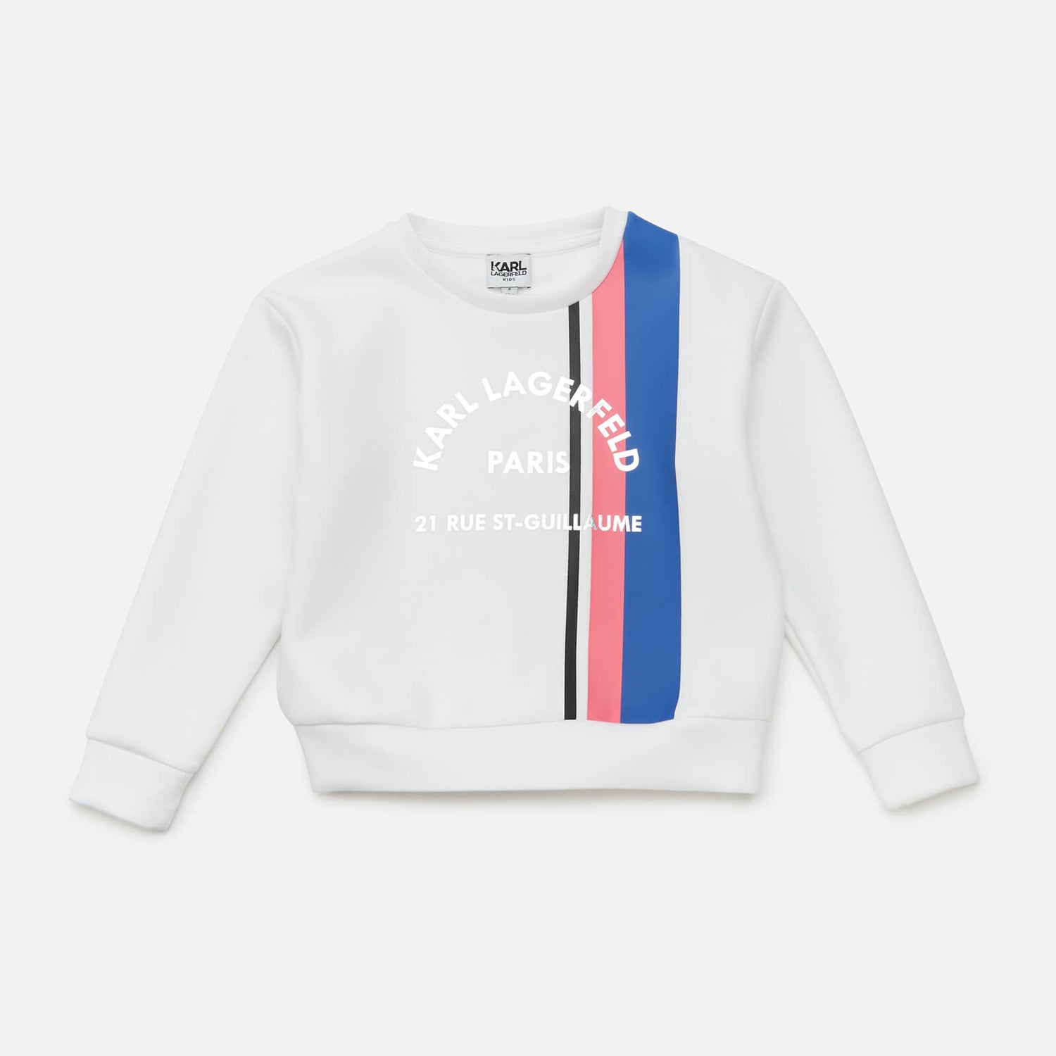 KARL LAGERFELD Girls' Stripe Logo Sweatshirt - White