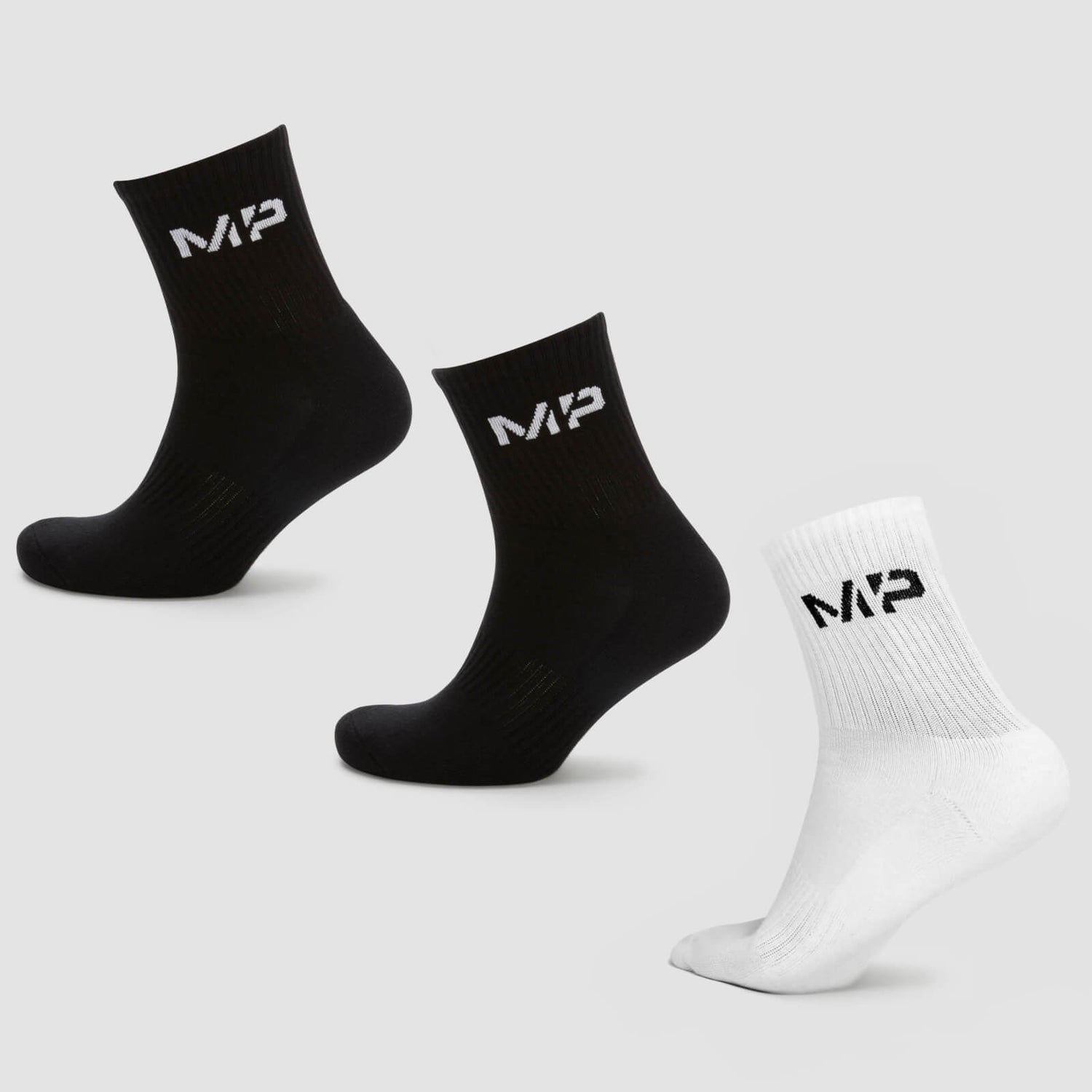 MP Men's Essentials Crew Socks - Black/White (3 Pack) - UK 6-8