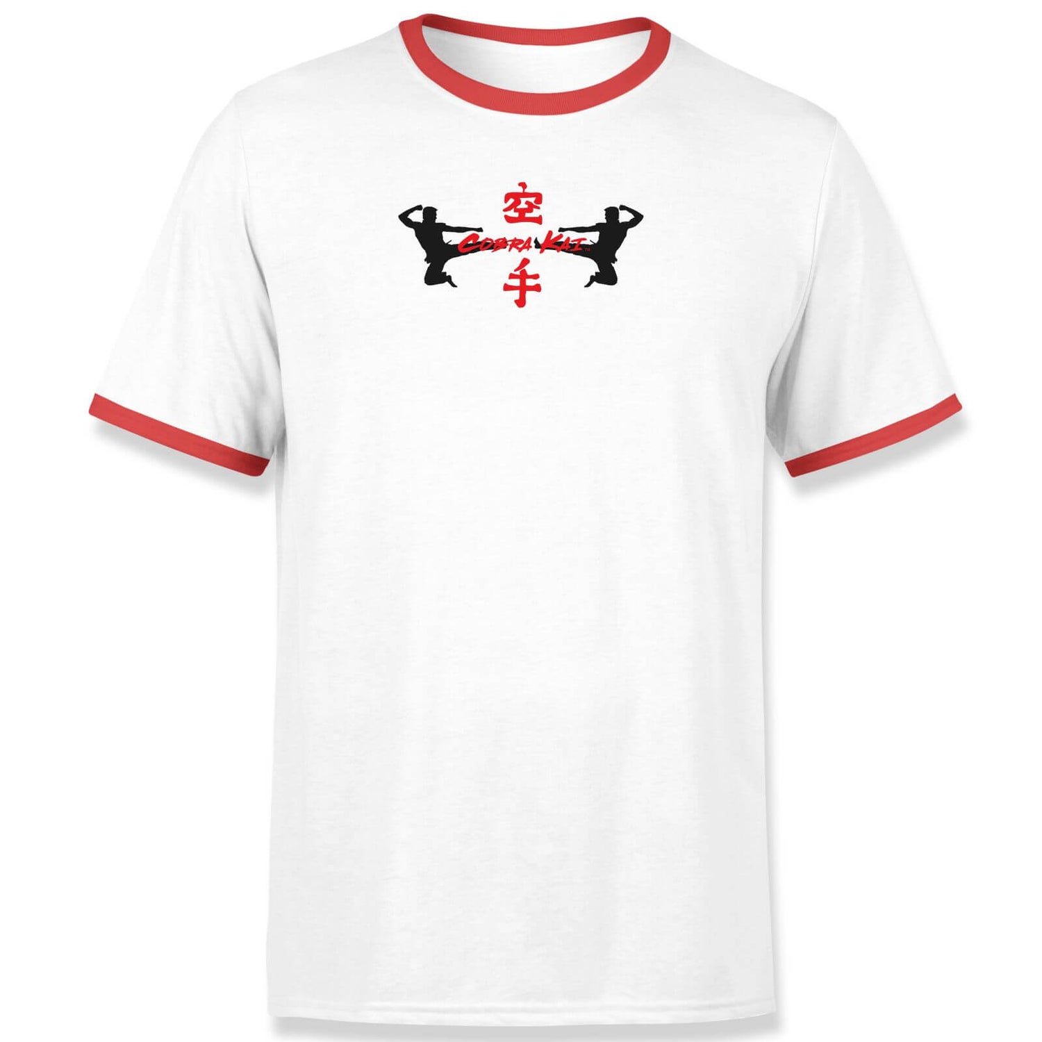 Cobra Kai Kick Icon Unisex Ringer T-Shirt - Wit/Rood