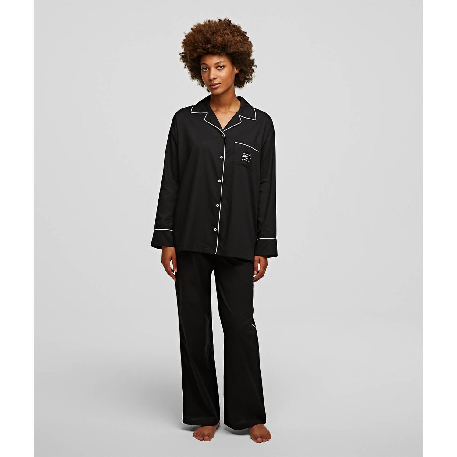 KARL LAGERFELD Women's Long Sleeve Pyjama Shirts - Black