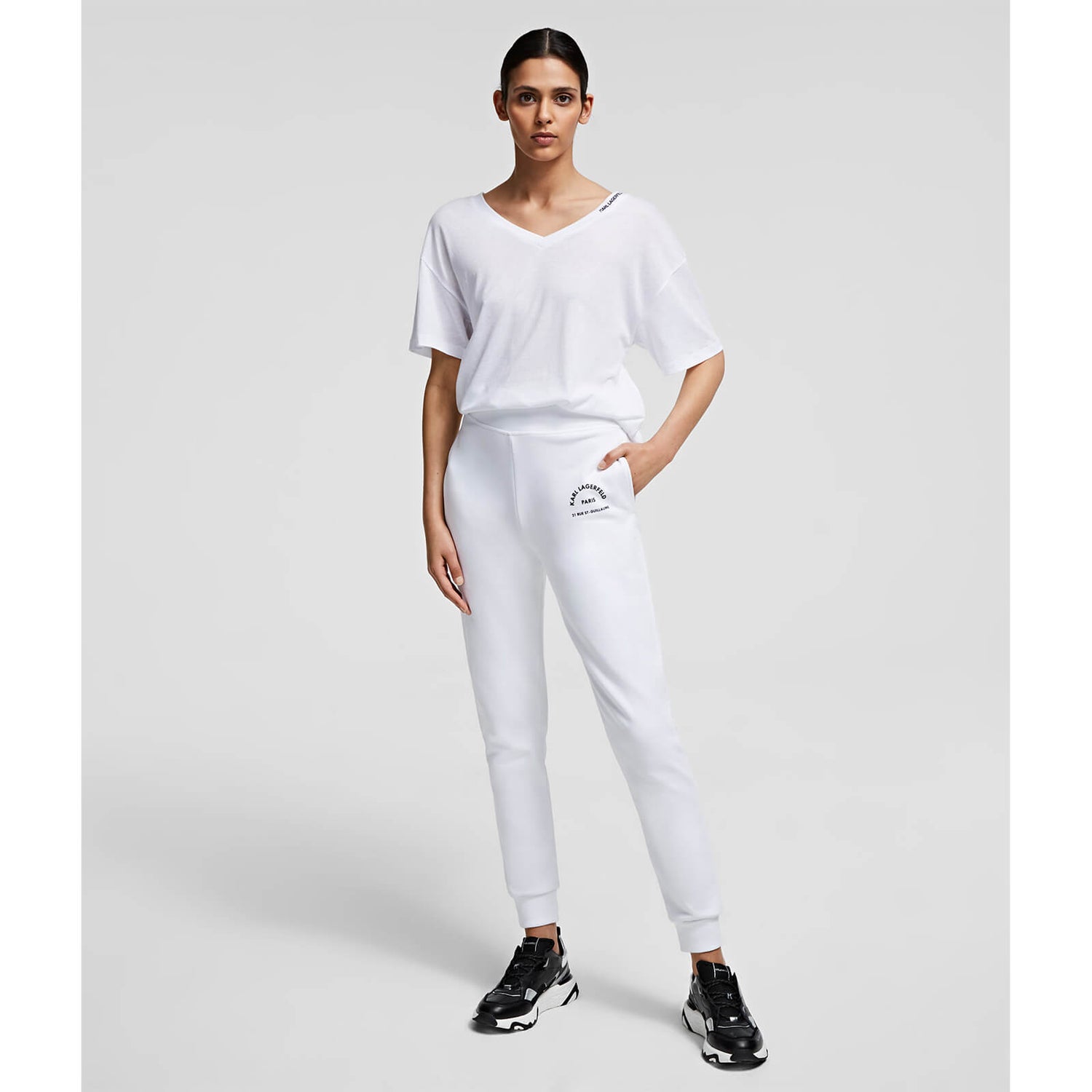 KARL LAGERFELD Women's Address Logo Sweatpants - White
