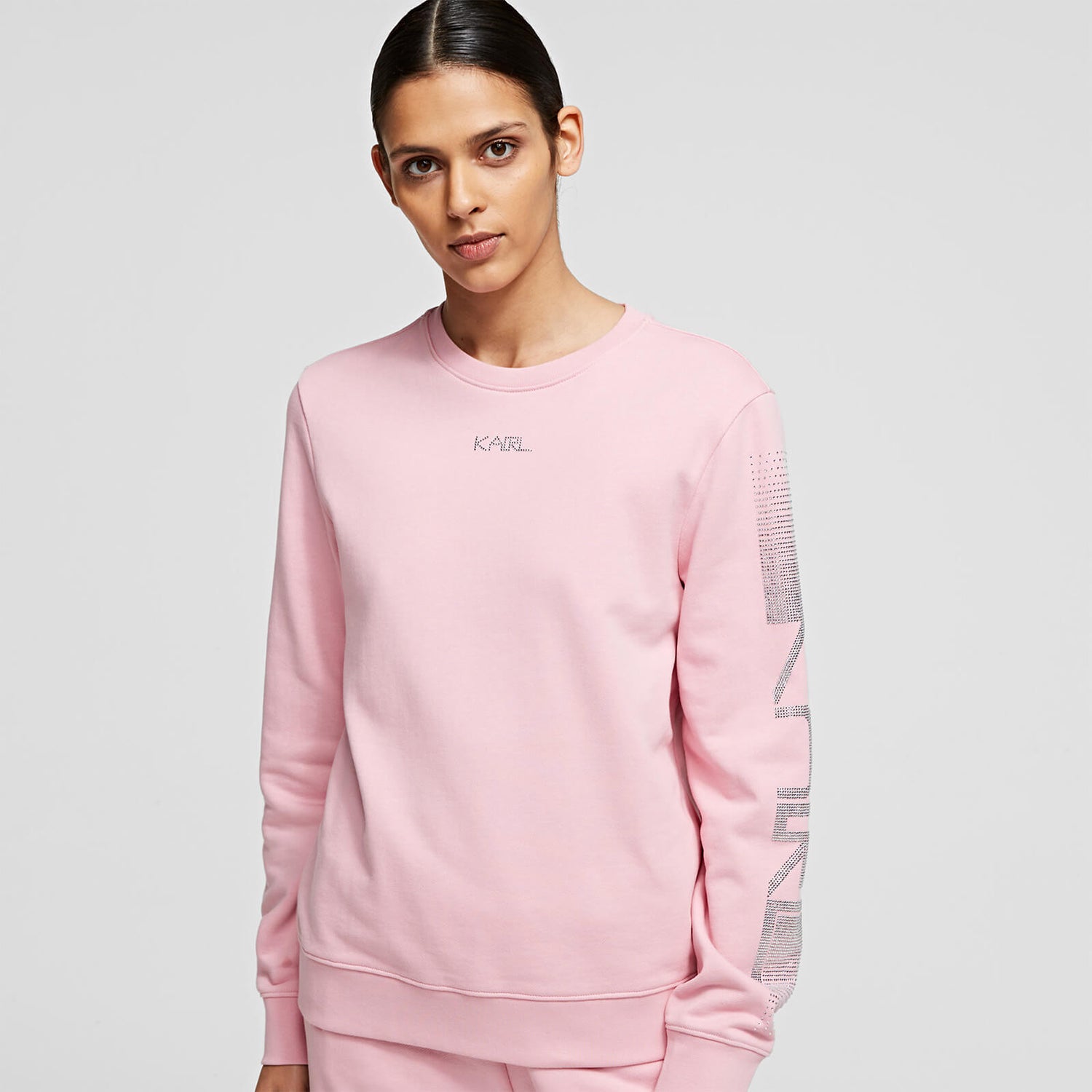 KARL LAGERFELD Women's Rhinestone Logo Sweatshirt - Pink