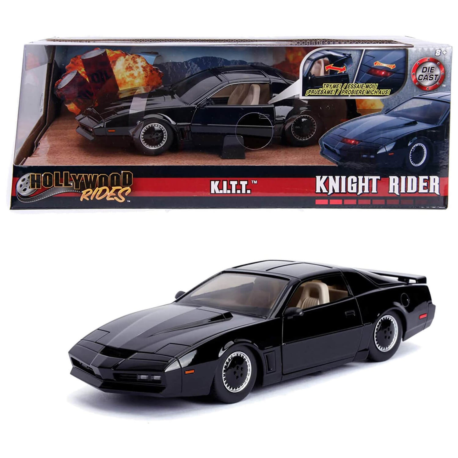 Jada Toys Knight Rider 1982 Pontiac Trans Am 1:24 Scale Die-Cast Metal Vehicle - K.I.T.T.