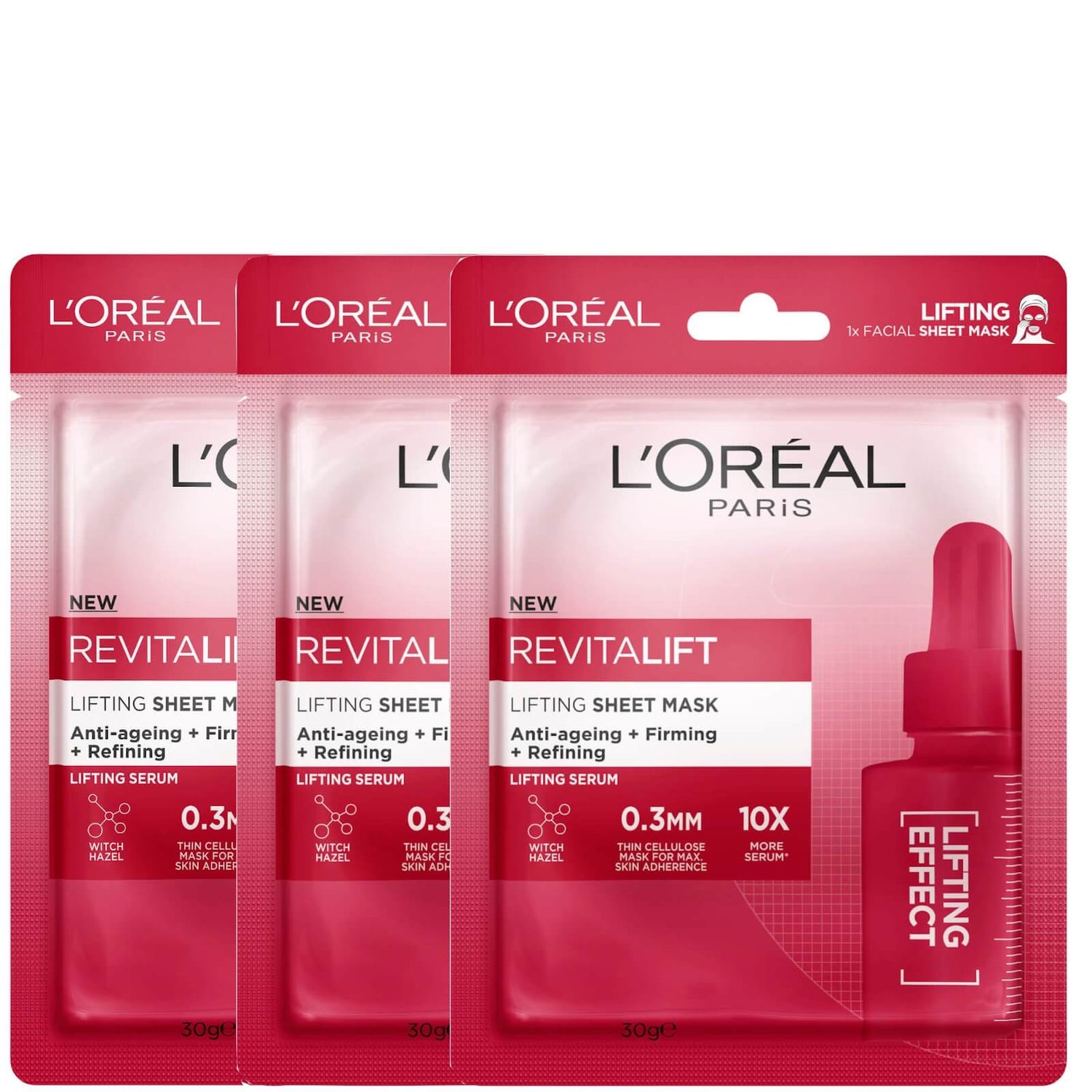 L'Oréal Paris Revitalift Lifting Sheet Masks (Pack of 3)