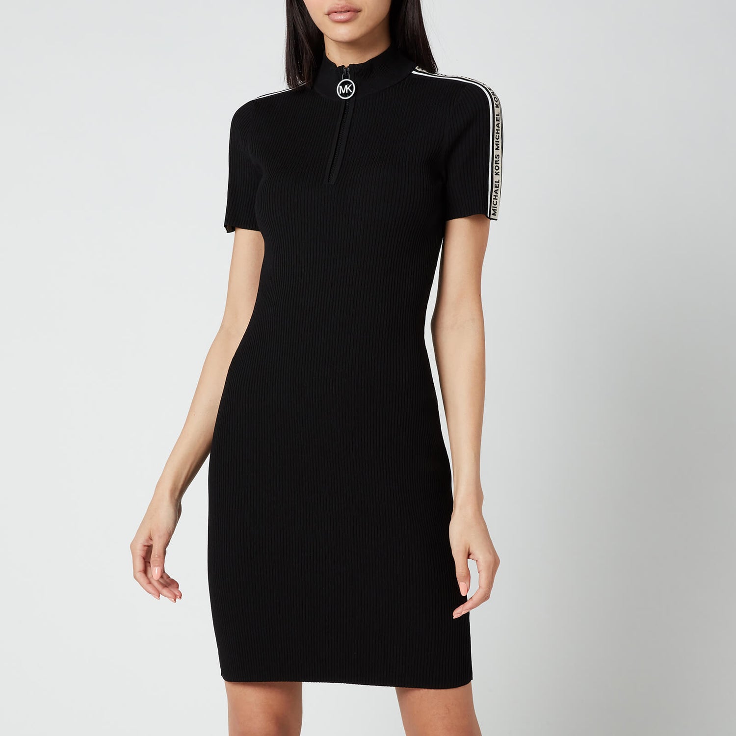 MICHAEL Michael Kors Women's Half Zip Logo Tape Dress - Black