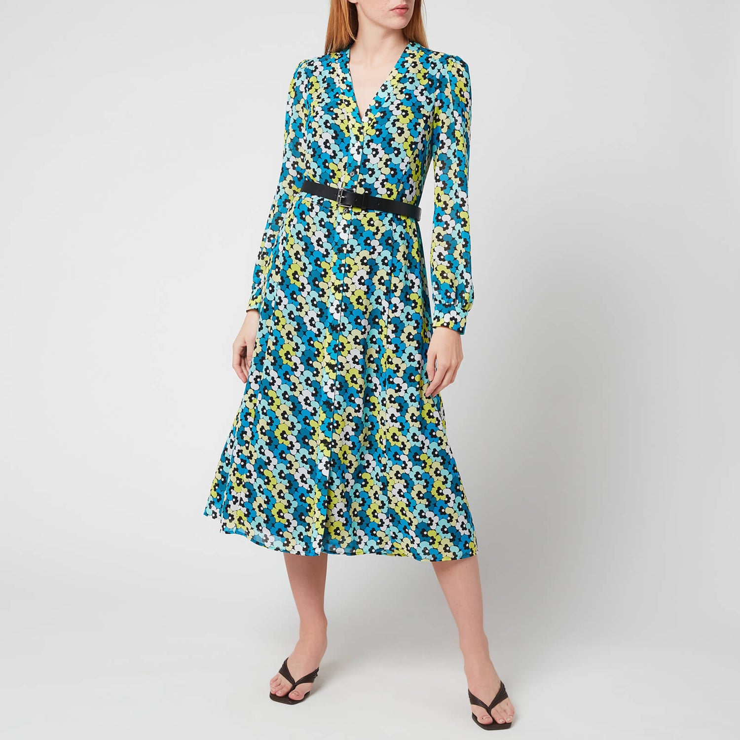 MICHAEL Michael Kors Women's Multi 60S Floral Kate Dress - Bright Limeade