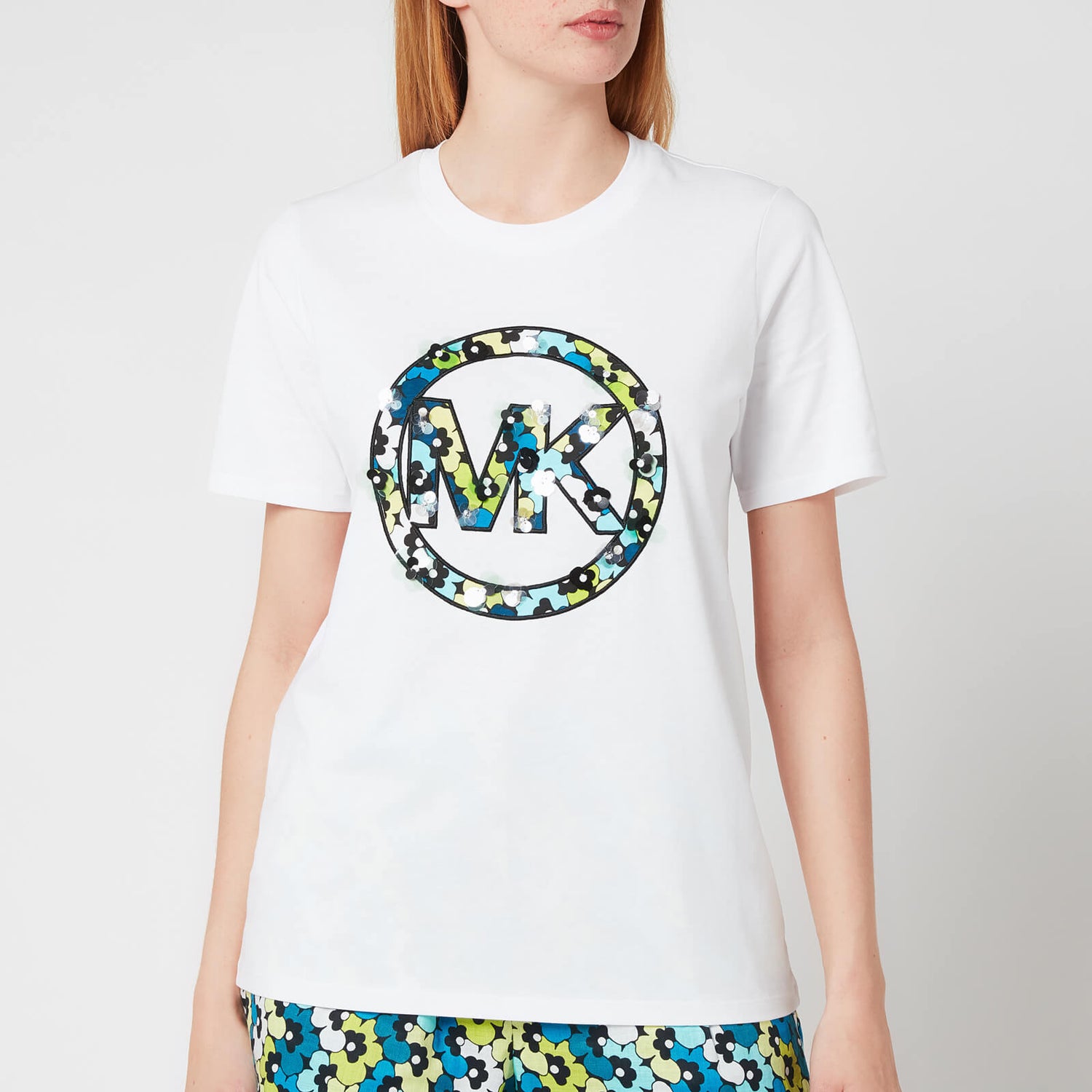 MICHAEL Michael Kors Women's Sequin Clusters Logo T-Shirt - White