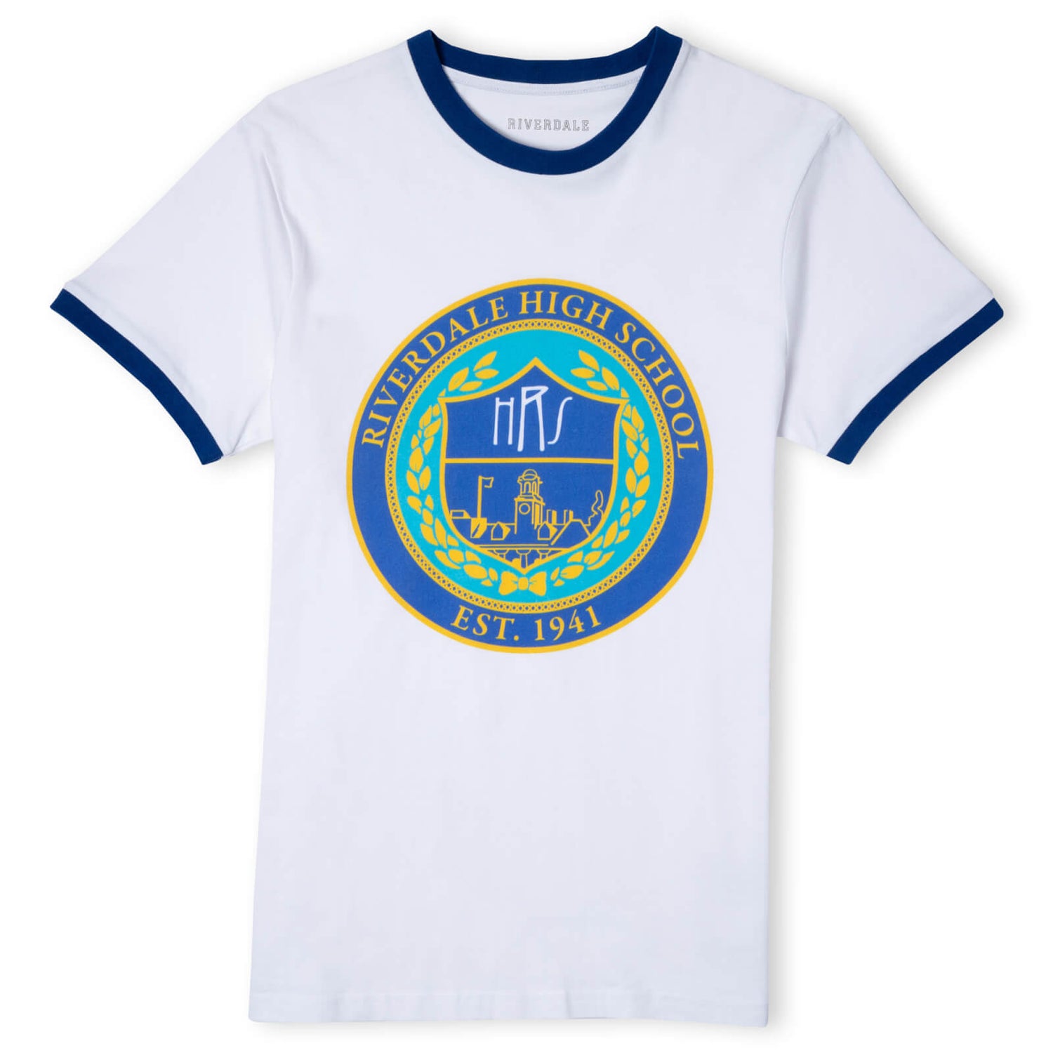 Riverdale High Unisex Ringer T-Shirt - Wit / Blue