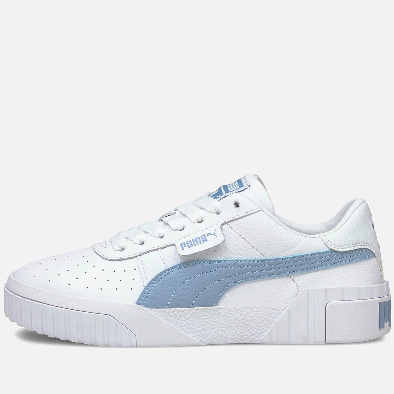 Puma Women's Cali Perforated Leather Trainers - Puma White/Forever Blue
