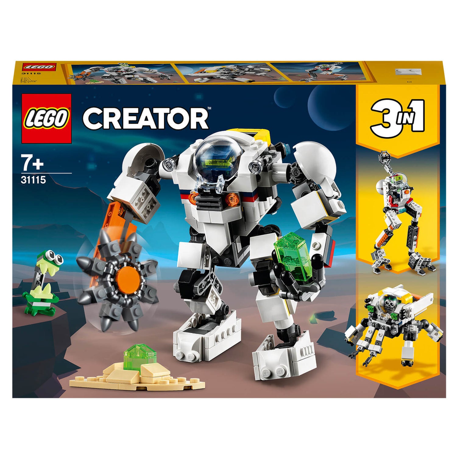 LEGO Creator: 3-en-1 Le Robot d’Extraction Spatiale, Jouet, Figurine Robot, Alien, Combat (31115)