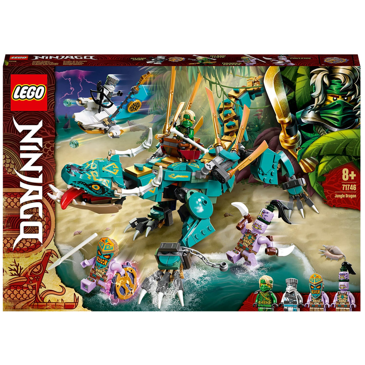 LEGO 71746 NINJAGO Jungle Draak Bouwset met Ninja Lloyd en Zane Poppetjes, Speelgoed voor Kinderen vanaf 8 jaar