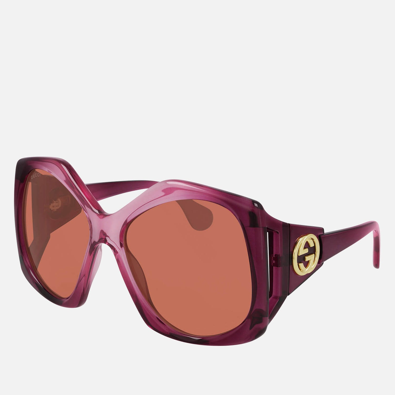 Gucci Women's 70's Fork Acetate Sunglasses - Burgundy/Burgundy/Orange