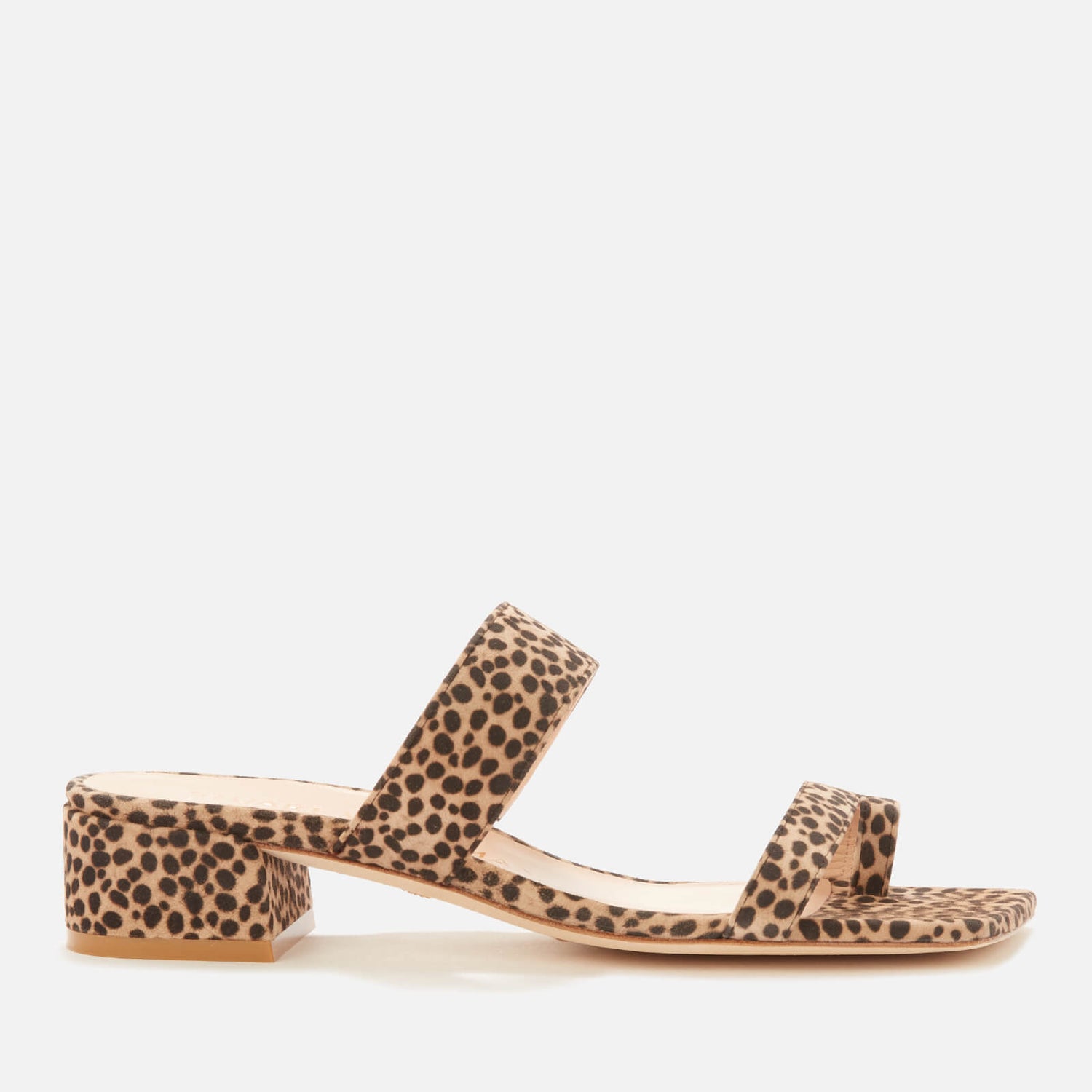 leopard heeled mules