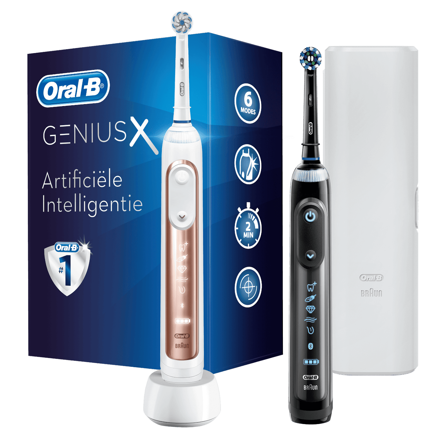 Oral-B Genius 20900 Elektrische Tandenborstel Duo-pak - Zwart & Roségoud