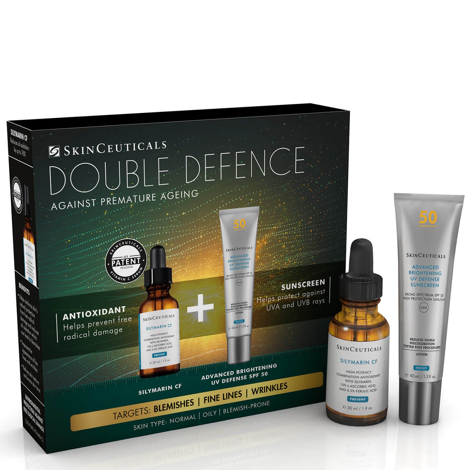 SkinCeuticals Double Defence Silymarin CF Kit for Oily, Blemish-Prone Skin (Worth £190.00)