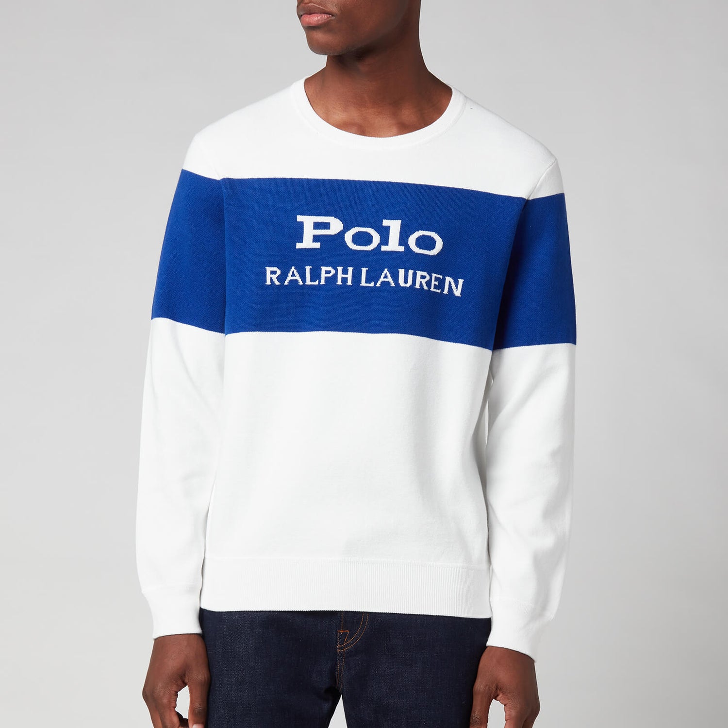 Polo Ralph Lauren Men's Stripe Crewneck Sweatshirt - White