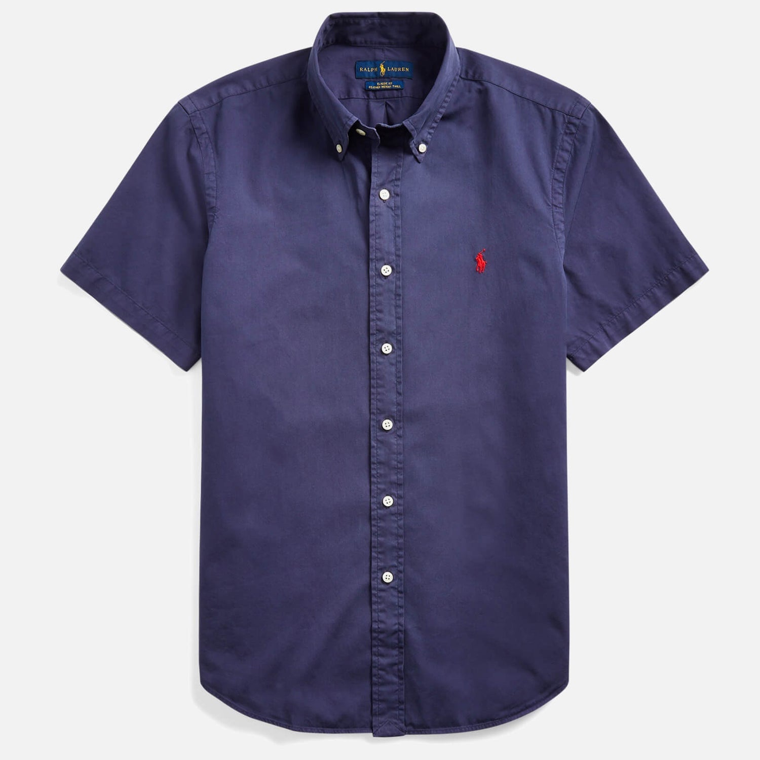 Polo Ralph Lauren Men's Slim Fit Garment Dyed Twill Short Sleeve Shirt - Cruise Navy - S