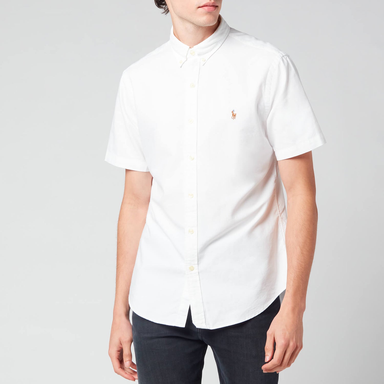 Polo Ralph Lauren Men's Slim Fit Classic Oxford Short Sleeve Shirt - BSR White