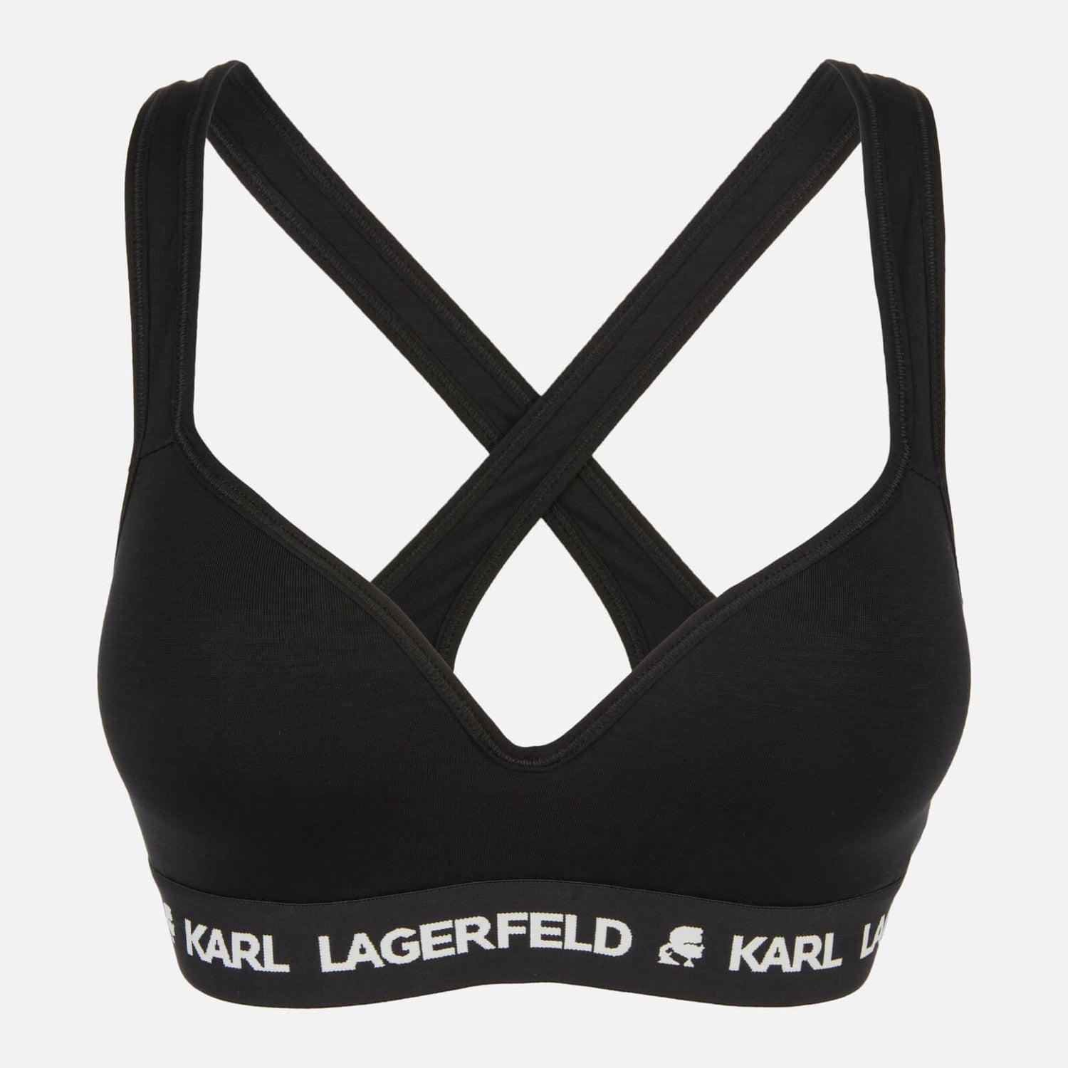 KARL LAGERFELD Women's Padded Logo Bra - Black
