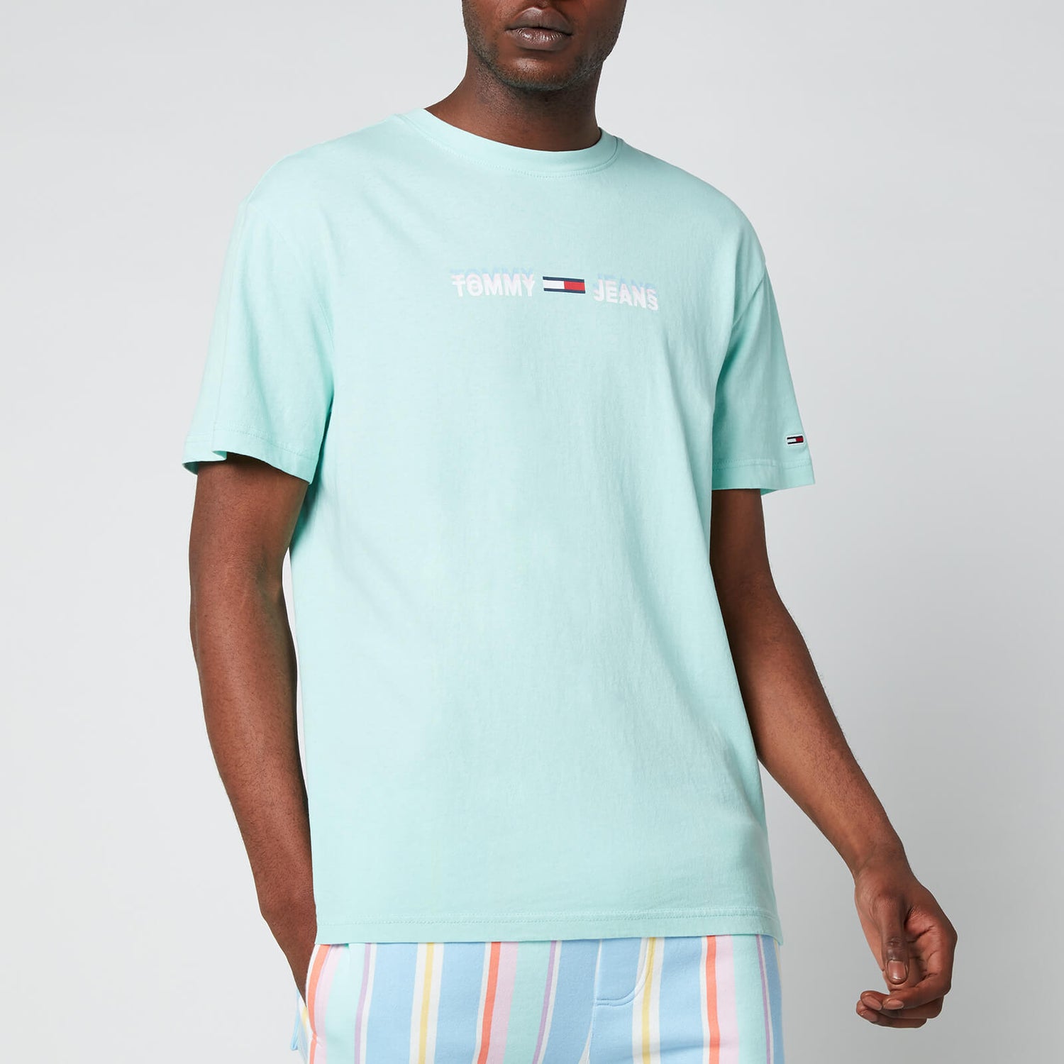 Tommy Jeans Men's Linear Logo T-Shirt - Aqua Coast
