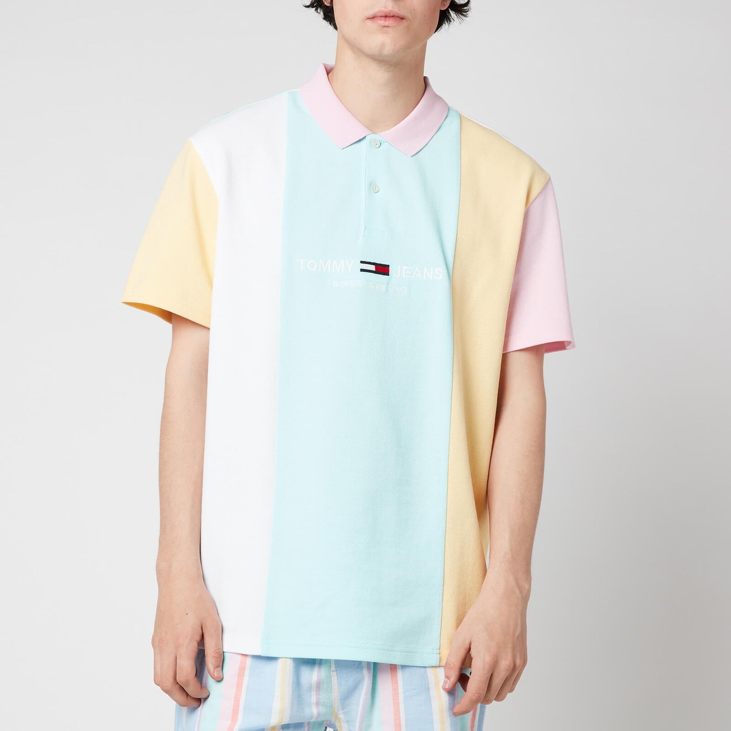 Tommy Jeans Men's Colorblock Polo Shirt - Aqua Coast Multi