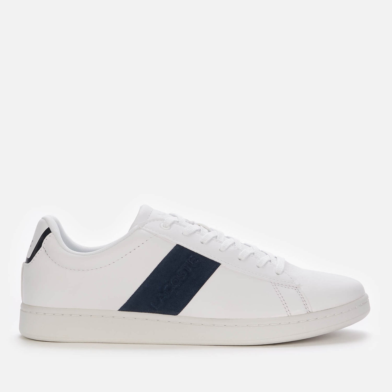 Lacoste Men's Carnaby Evo 0120 3 Leather Cupsole Trainers - White/Navy