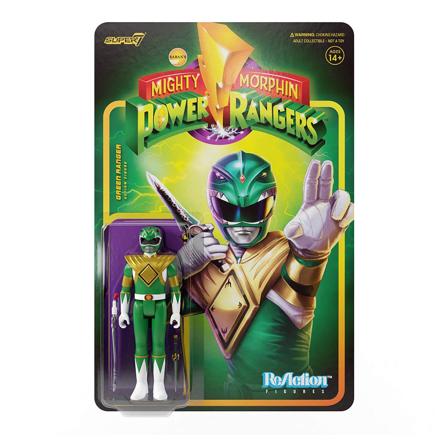 Super7 Mighty Morphin Power Rangers ReAction Figure - Green Ranger