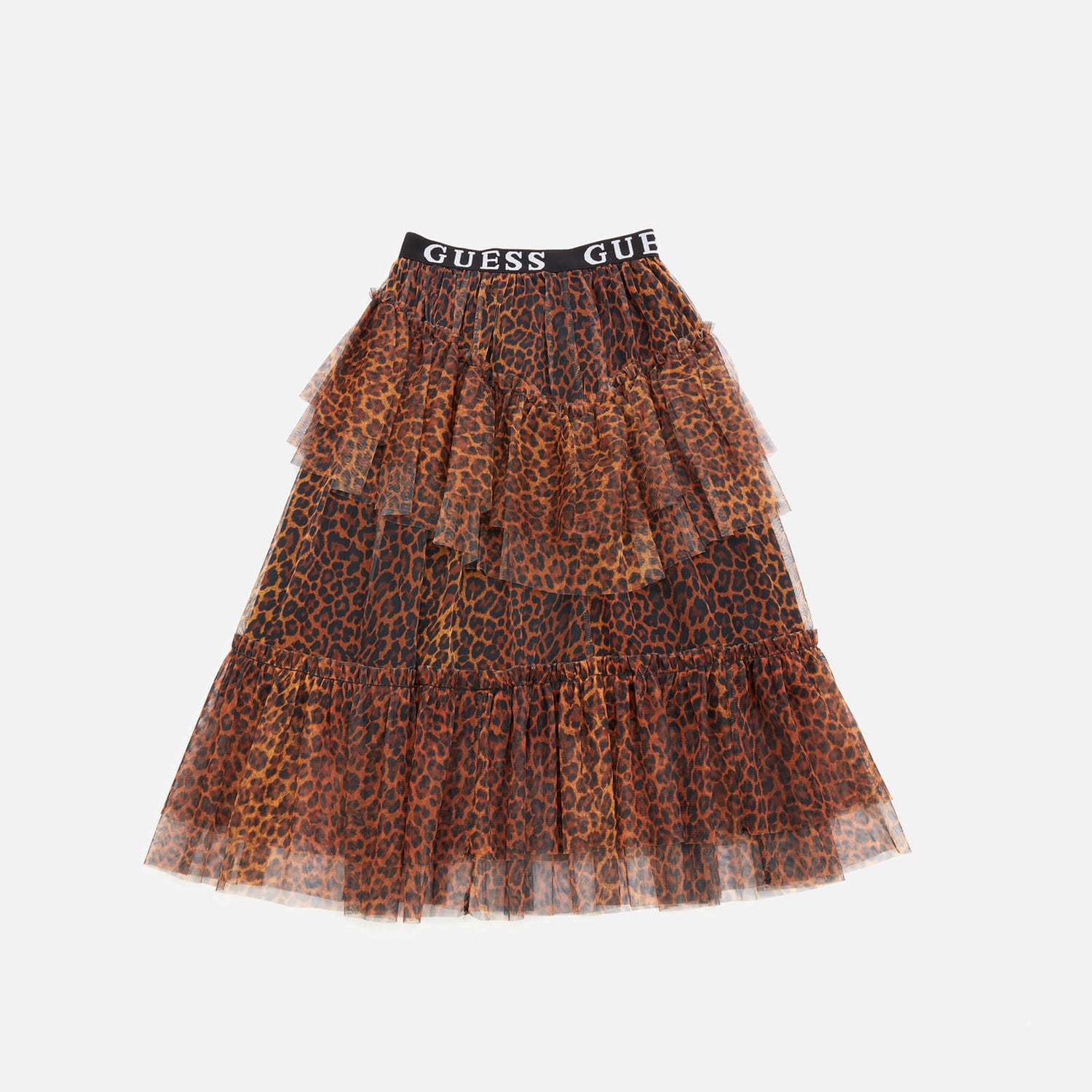 Guess Girls' Mesh Long Skirt - Leopard Combo