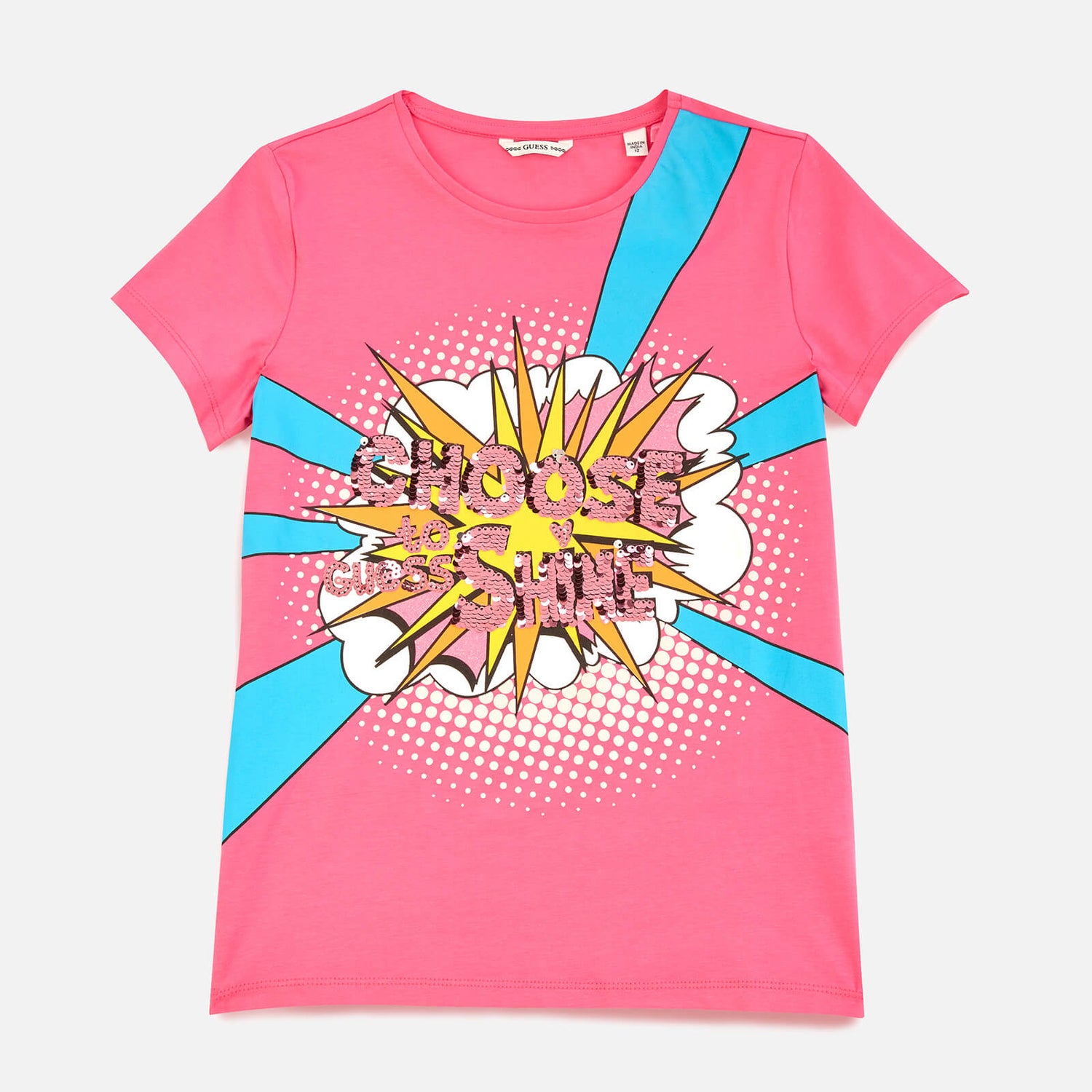 Guess Girls' Short Sleeved T-Shirt - Pop Pink