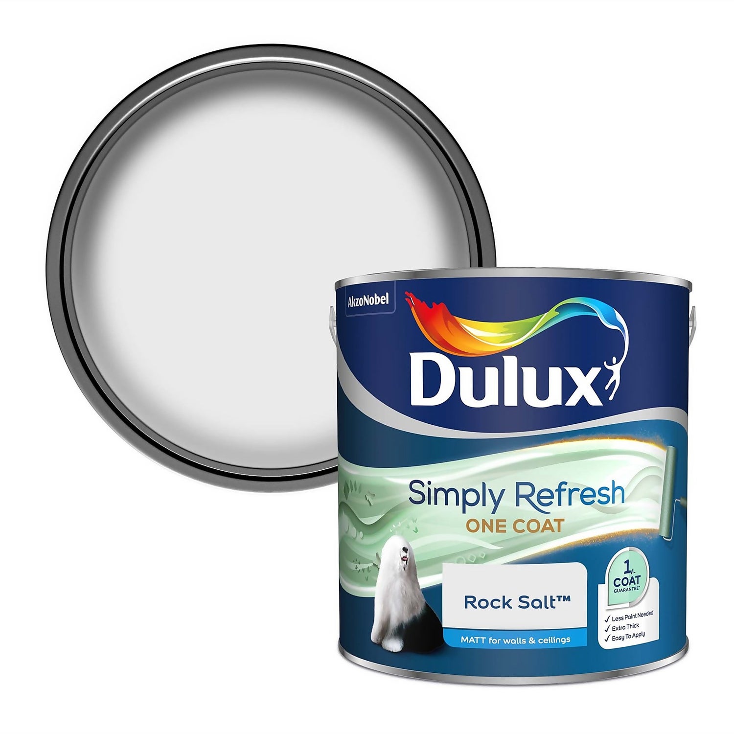 Dulux Simply Refresh One Coat Matt Emulsion Paint Rock Salt 2.5L