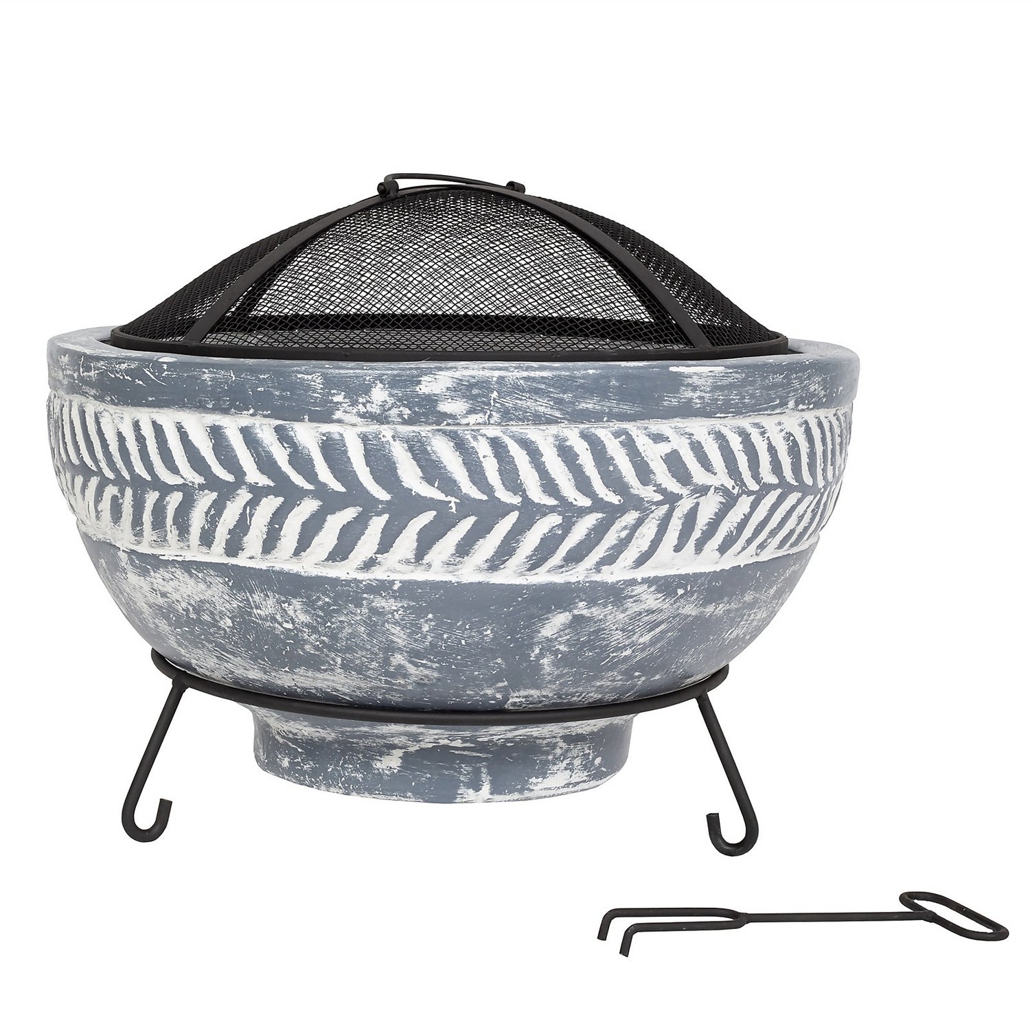 La Hacienda Idris Clay Fire Bowl Grey Homebase