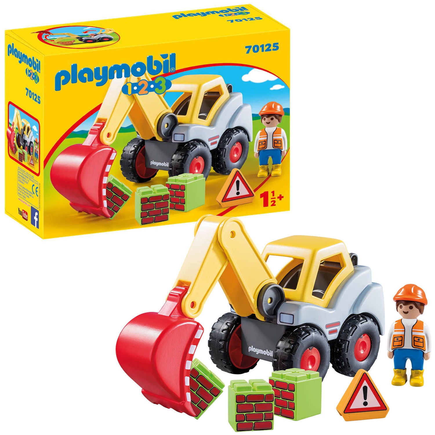 Playmobil 1.2.3 Shovel Excavator for Children 18 Months+ (70125)