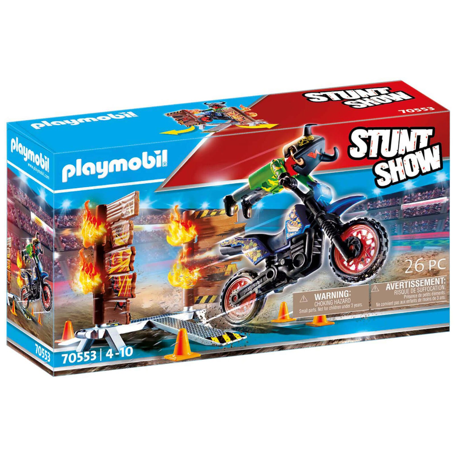 Playmobil Stuntshow Pilote de moto et mur de feu (70553)