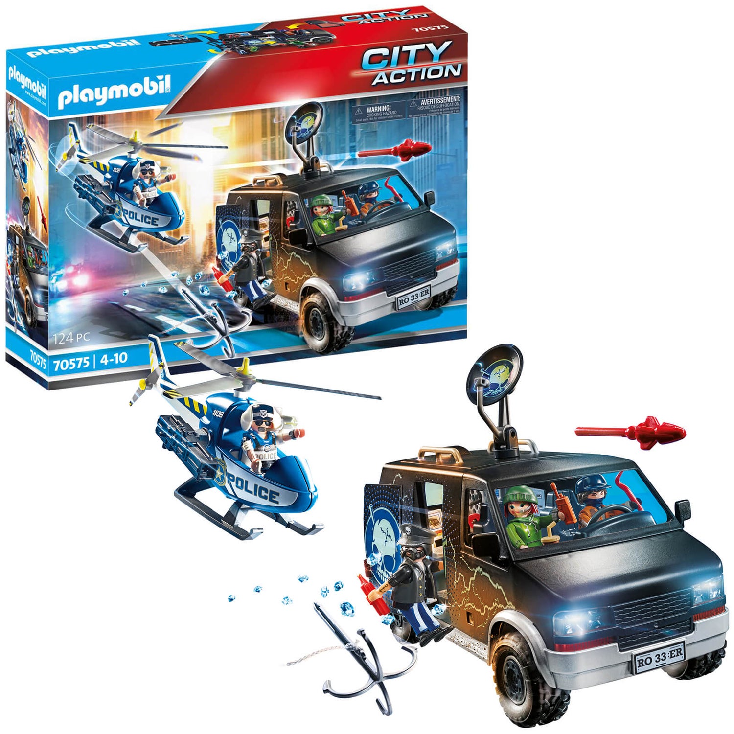 Playmobil City Action Police Helicopter Pursuit with Runaway Van (70575)