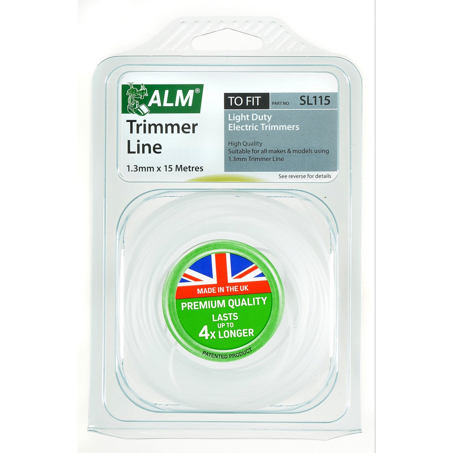 Alm Trimmer Line 15m x 1.3mm robust Nylon Spool Universal Refill Cord Wire