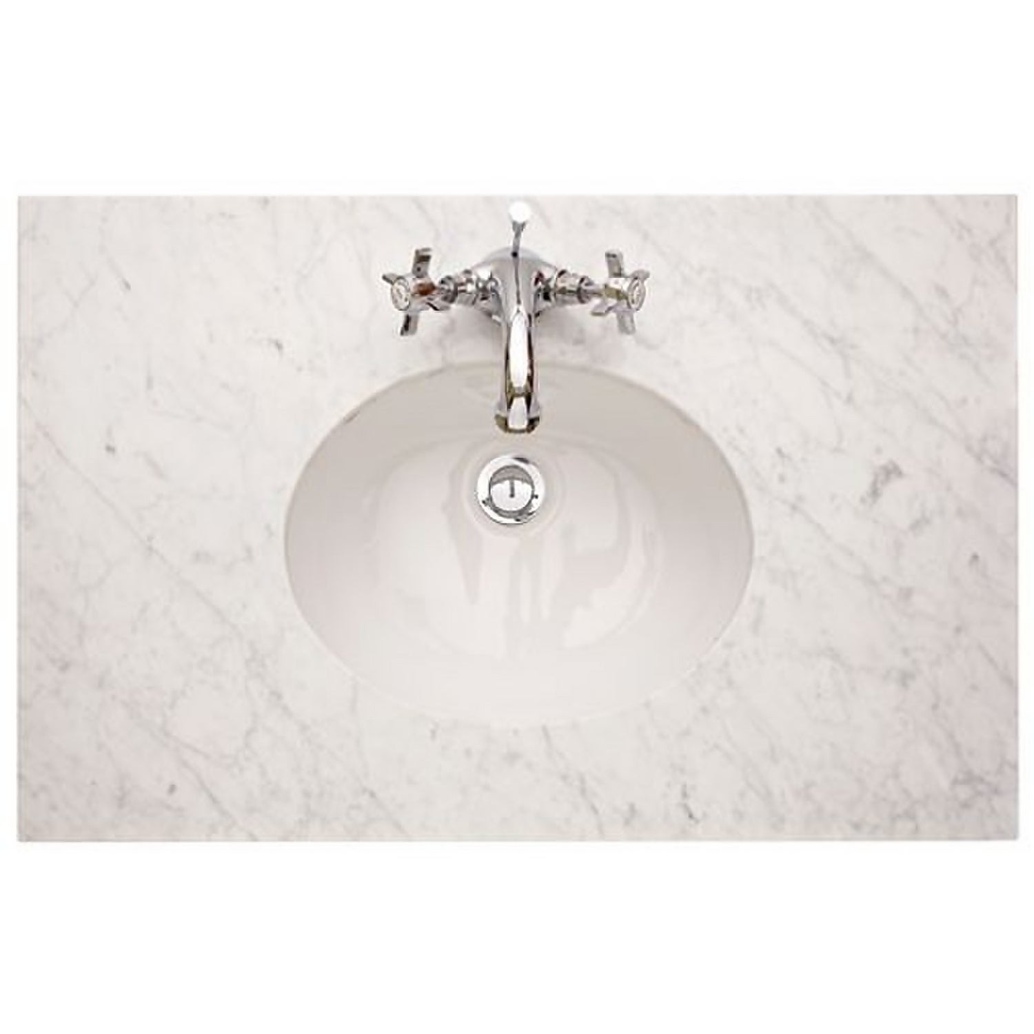 Savoy 790mm Old English Worktop with Basin - White Carrara Marble