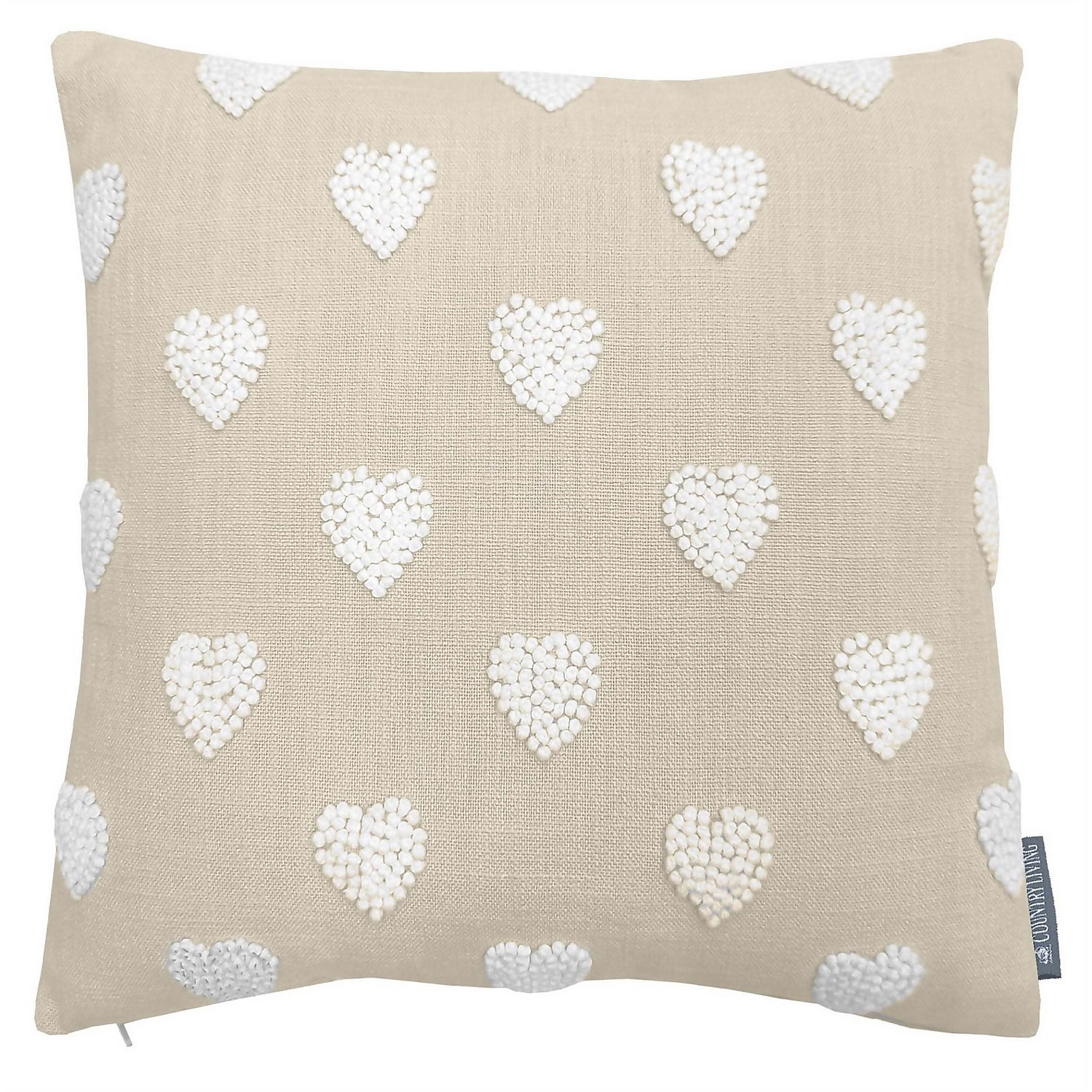 Country Living French Knot Heart Cushion - 40x40cm - Ivory