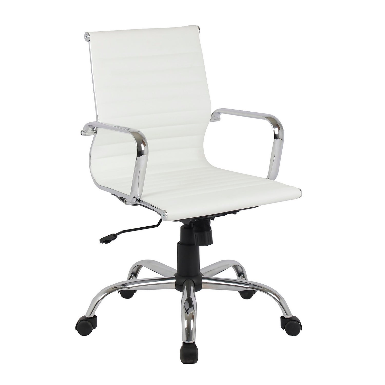 Dave Office Chair White Faux Leather, White Leather Executive Chair