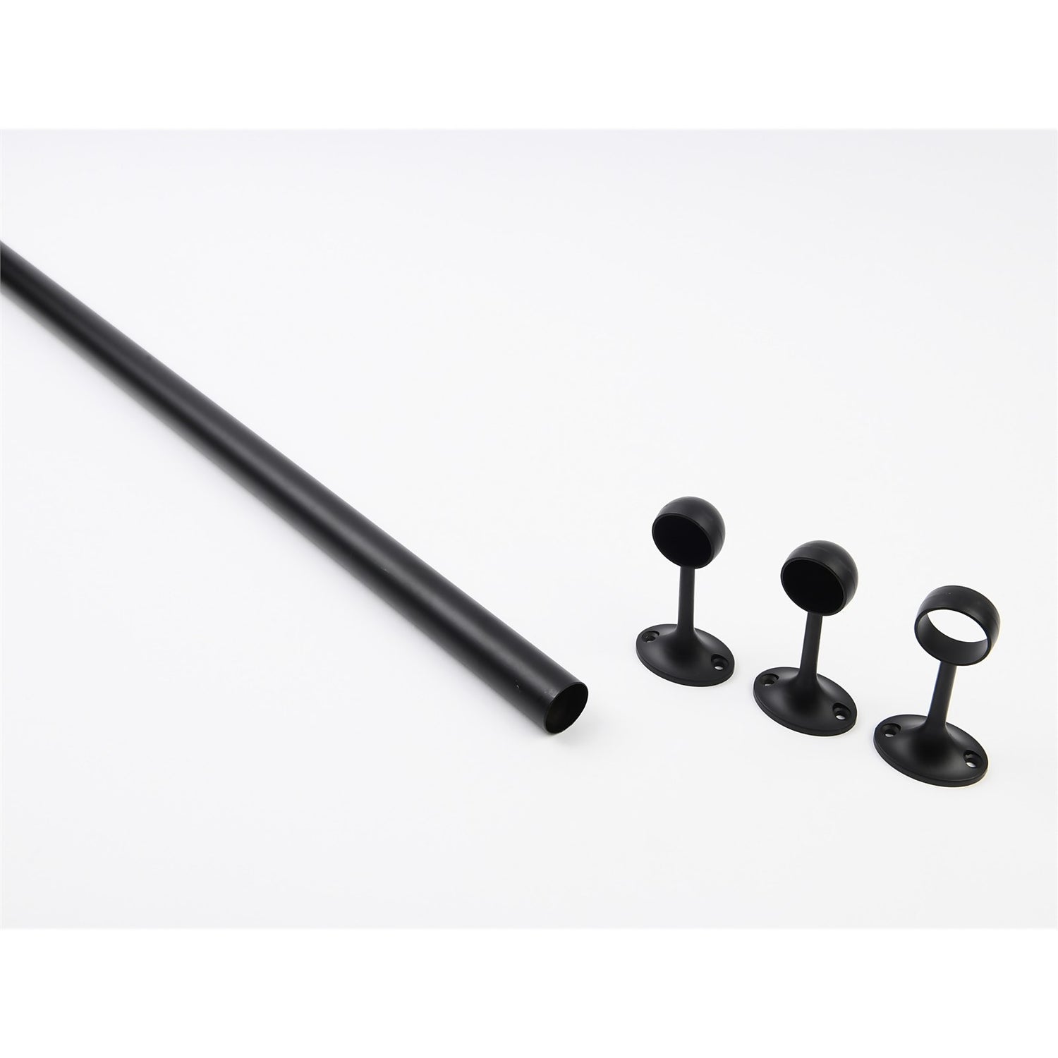 Hanging Rail Kit 25mm 6ft Matt Black Rail Brackets Pack Homebase