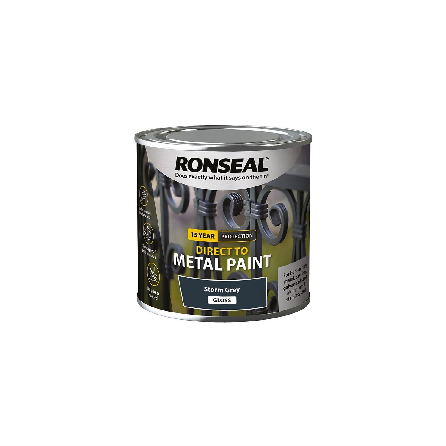 Ronseal Direct to Metal Gloss Paint Storm Grey 250ml Homebase