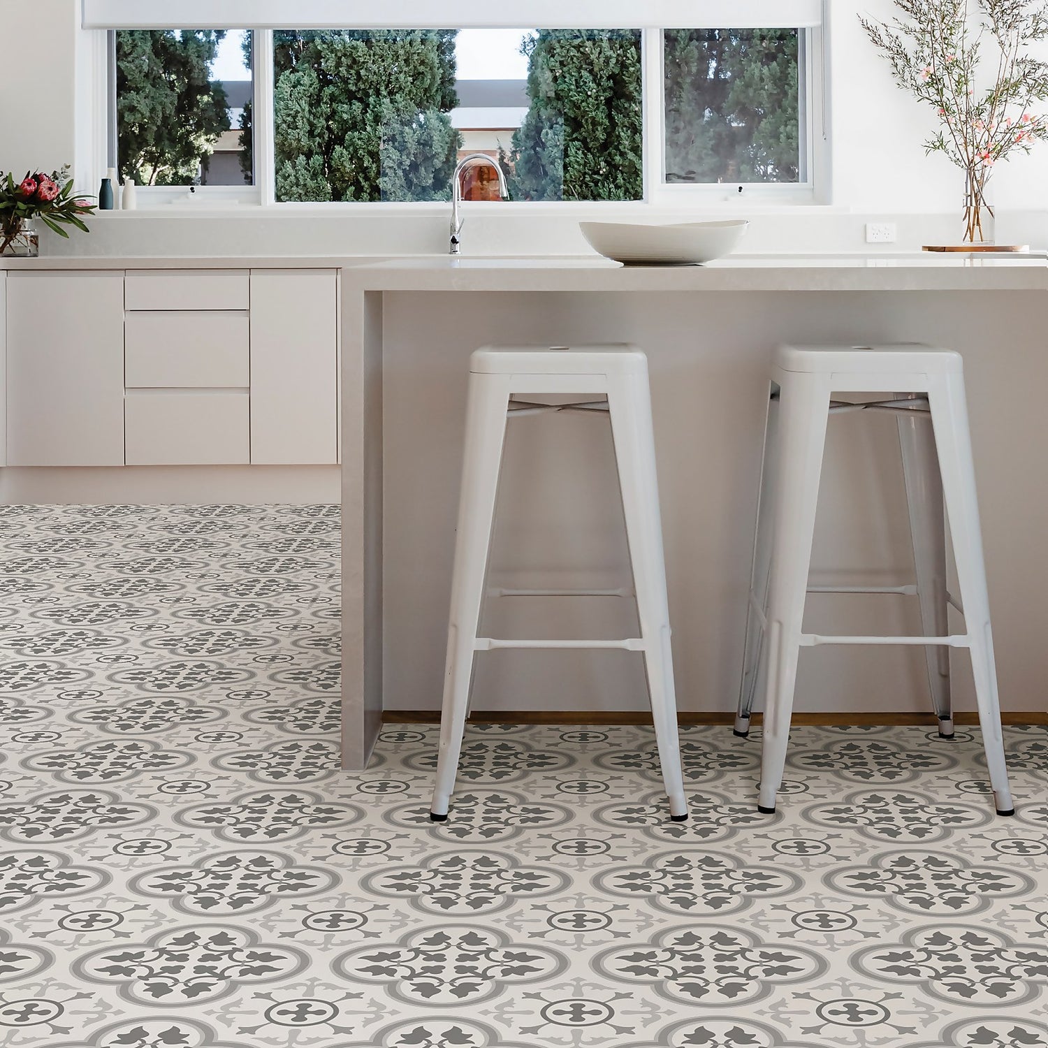 Floorpops L And Stick Floor Tiles, Grey Vinyl Floor Tiles Homebase