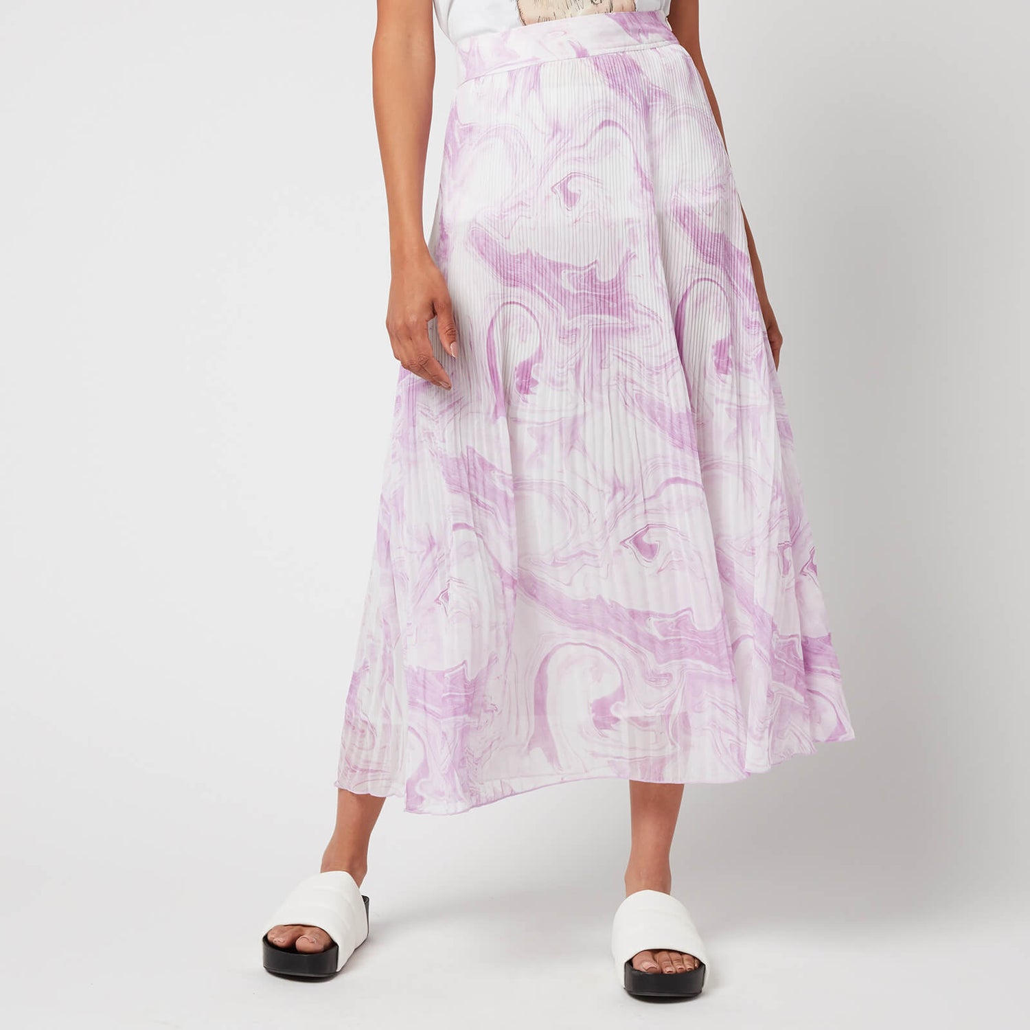 Ganni Women's Pleated Georgette Skirt - Orchid Bloom