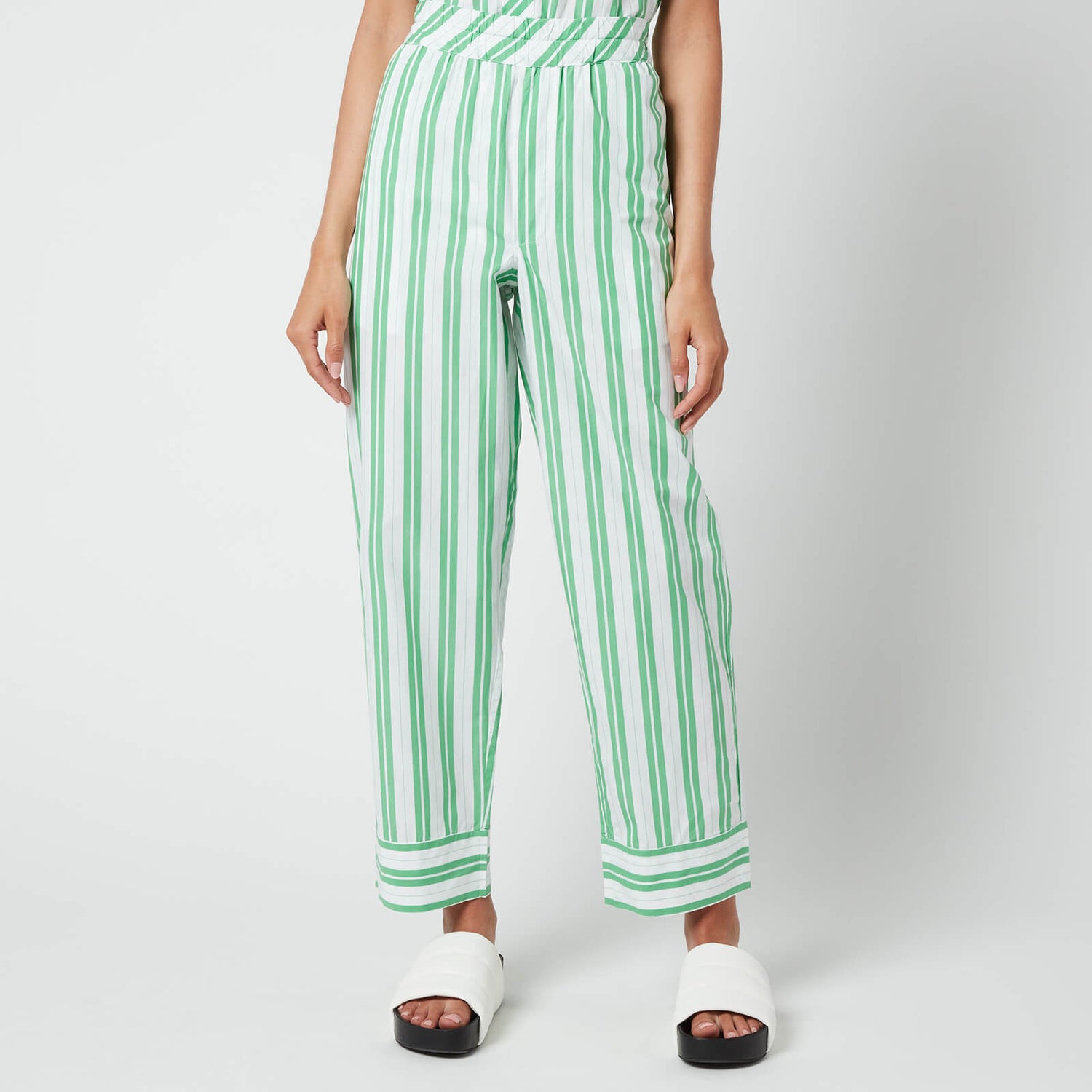 Ganni Women's Stripe Cotton Pants - Kelly Green - EU 36/UK 8