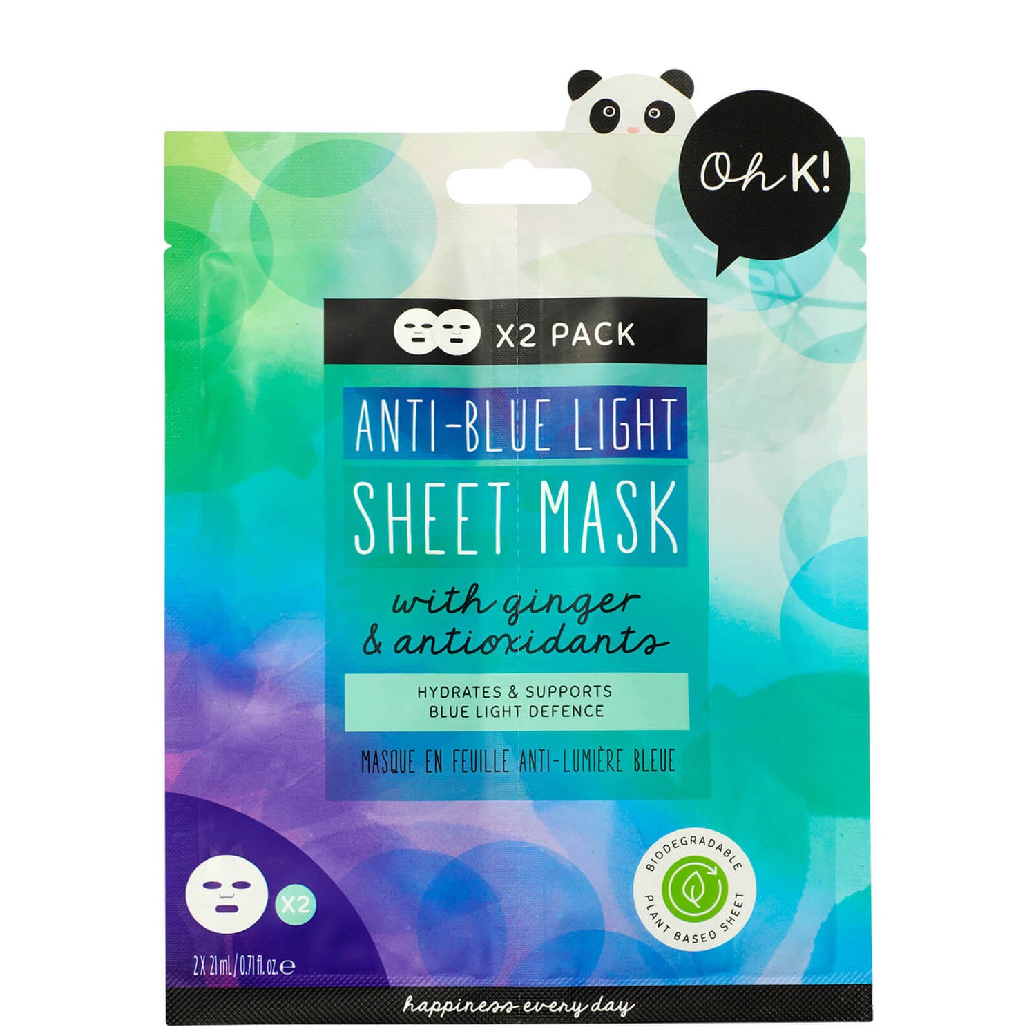 Oh K ! Duo de masques en tissu anti-lumière bleue 42 ml
