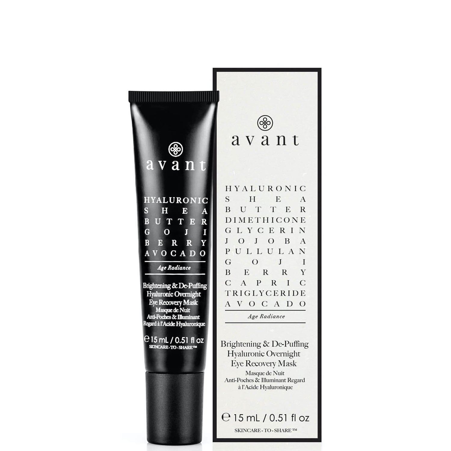 Avant Skincare Brightening and De-Puffing Hyaluronic Overnight Eye Recovery Mask 15ml