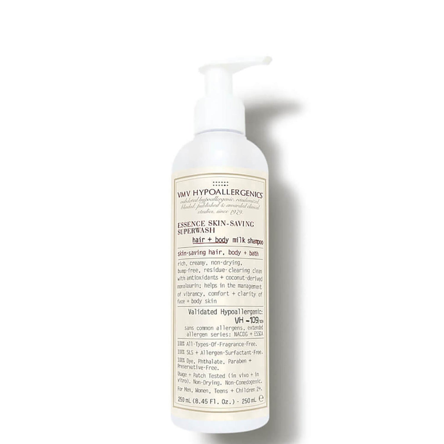 VMV Hypoallergenics Essence Skin-Saving Superwash Hair and Body Milk Shampoo (8.45 fl. oz.)