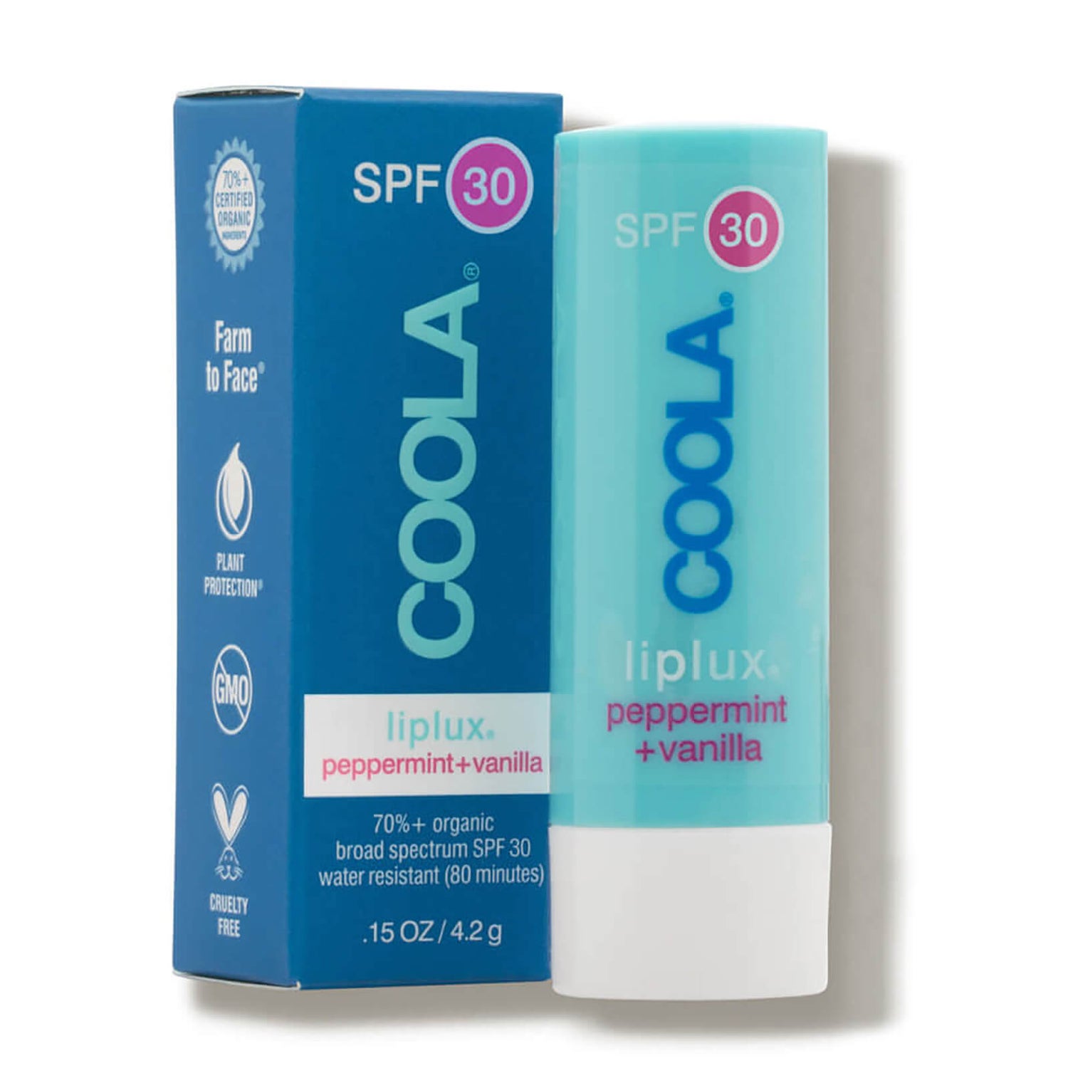COOLA Liplux SPF 30 Organic Lip Sunscreen - Vanilla Peppermint (0.15 oz.)